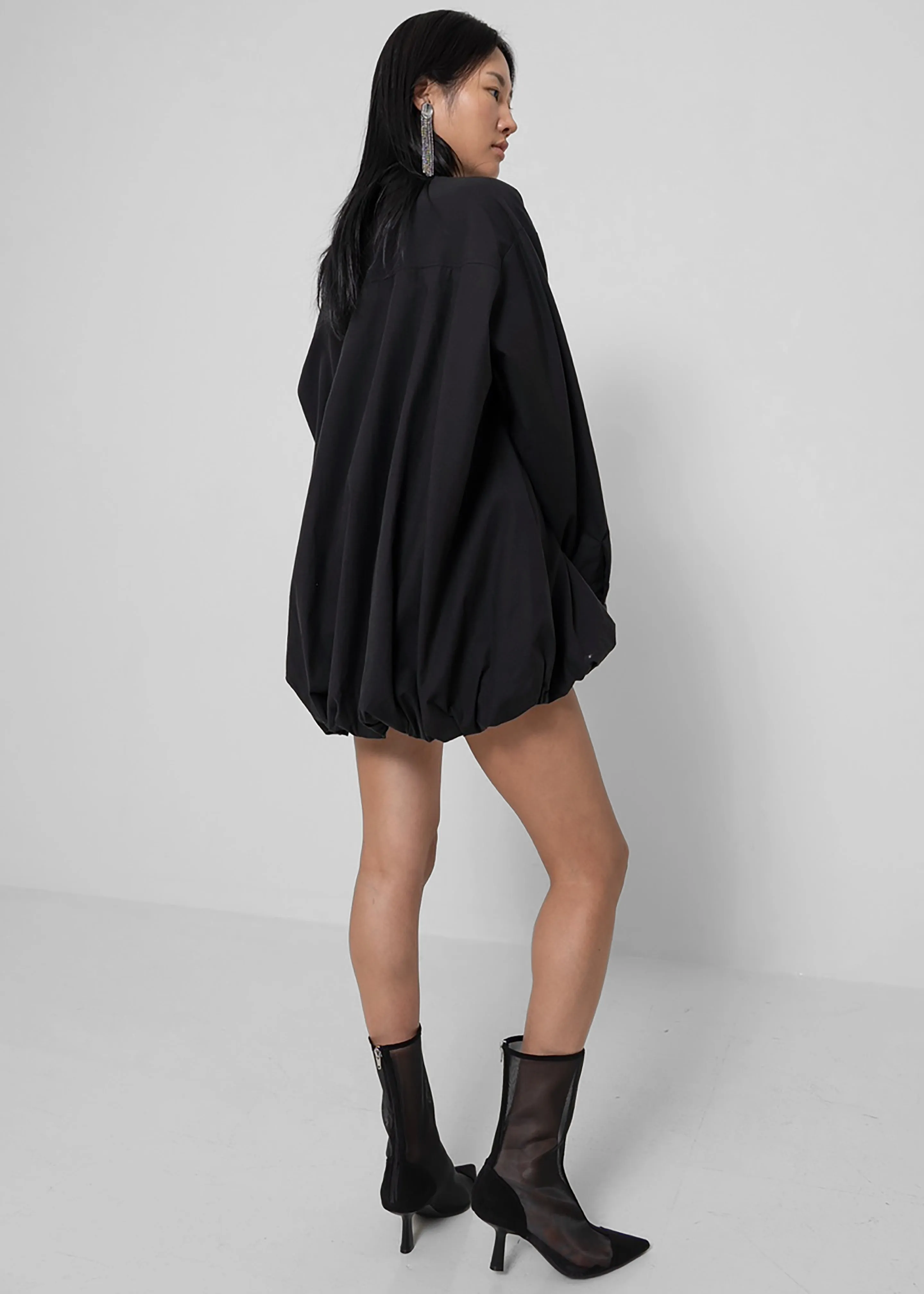 Venida Bubble Hem Shirt Dress - Black sold by Frankie Shop