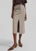 Jacey Midi Slit Skirt - Beige sold by Frankie Shop