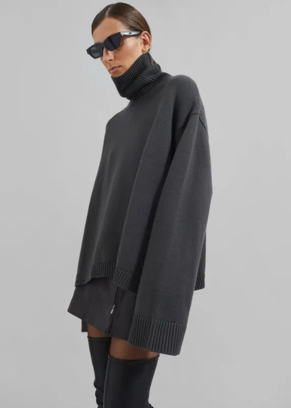Rhea Trapeze Turtleneck - Light Khaki sold by Frankie Shop
