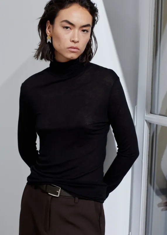 Evren Sheer Turtleneck - Black sold by Frankie Shop