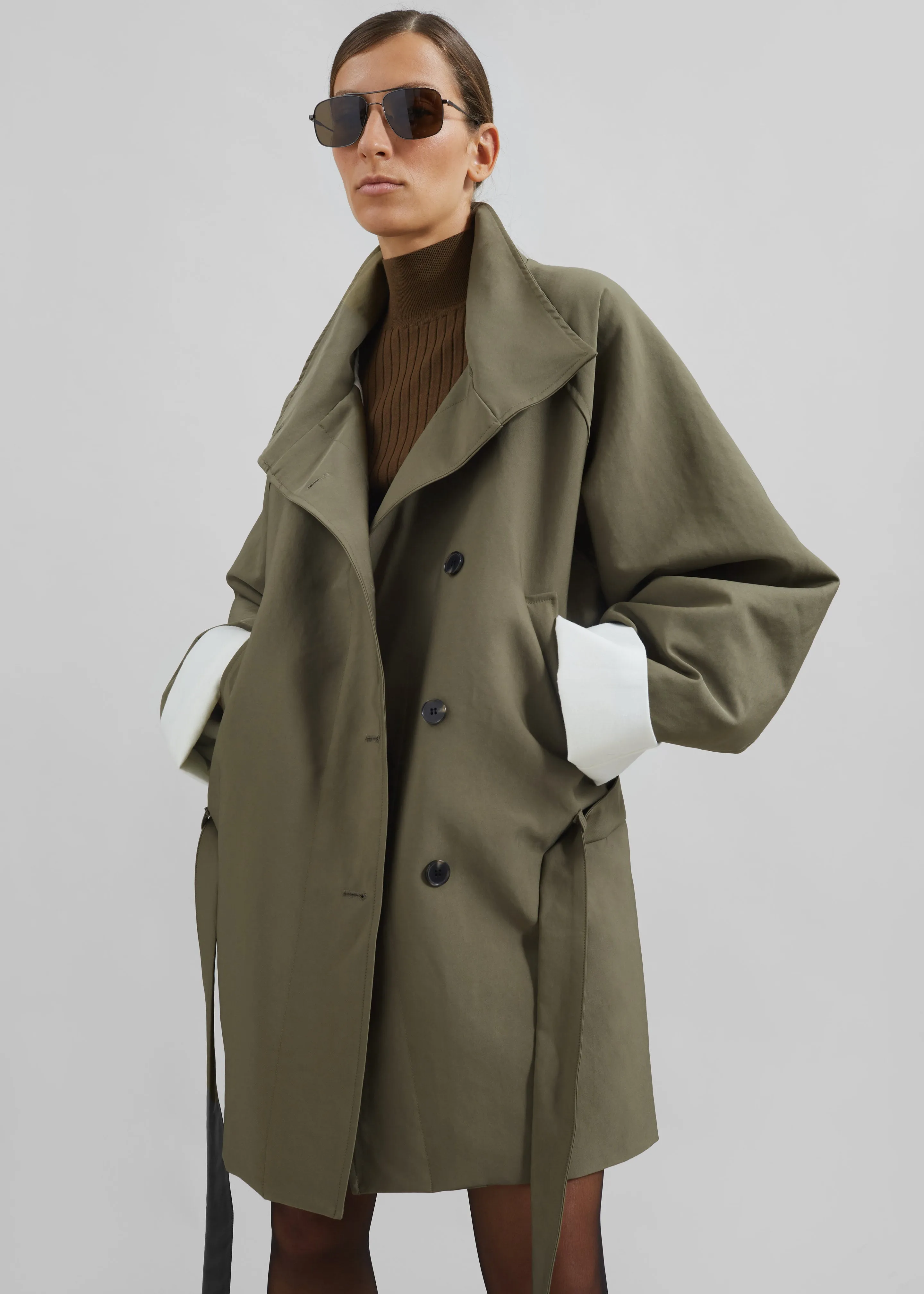 Alberta Short Trench - Khaki sold by Frankie Shop product image thumbnail 4