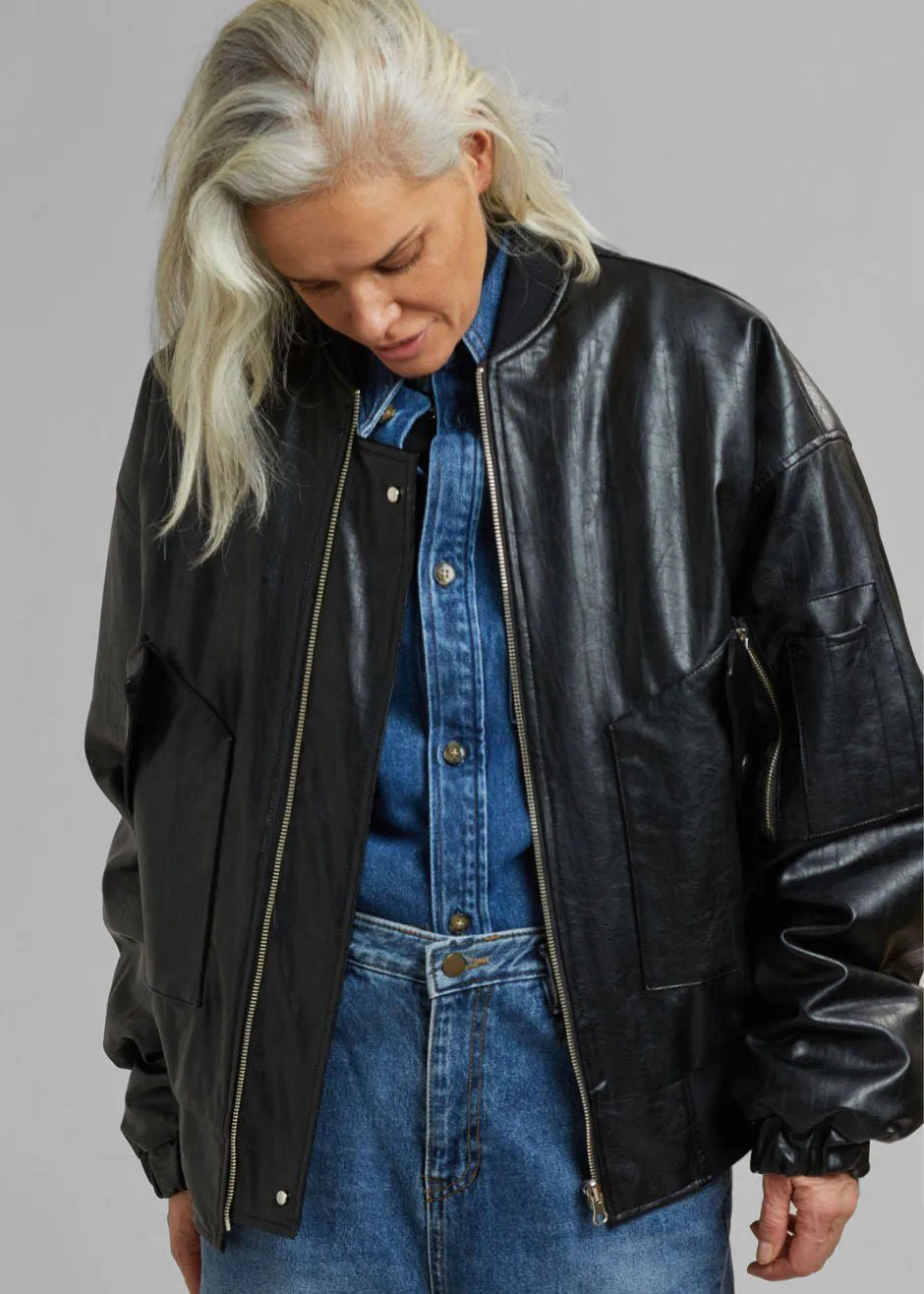 Hane Faux Leather Bomber - Black sold by Frankie Shop product image thumbnail 2