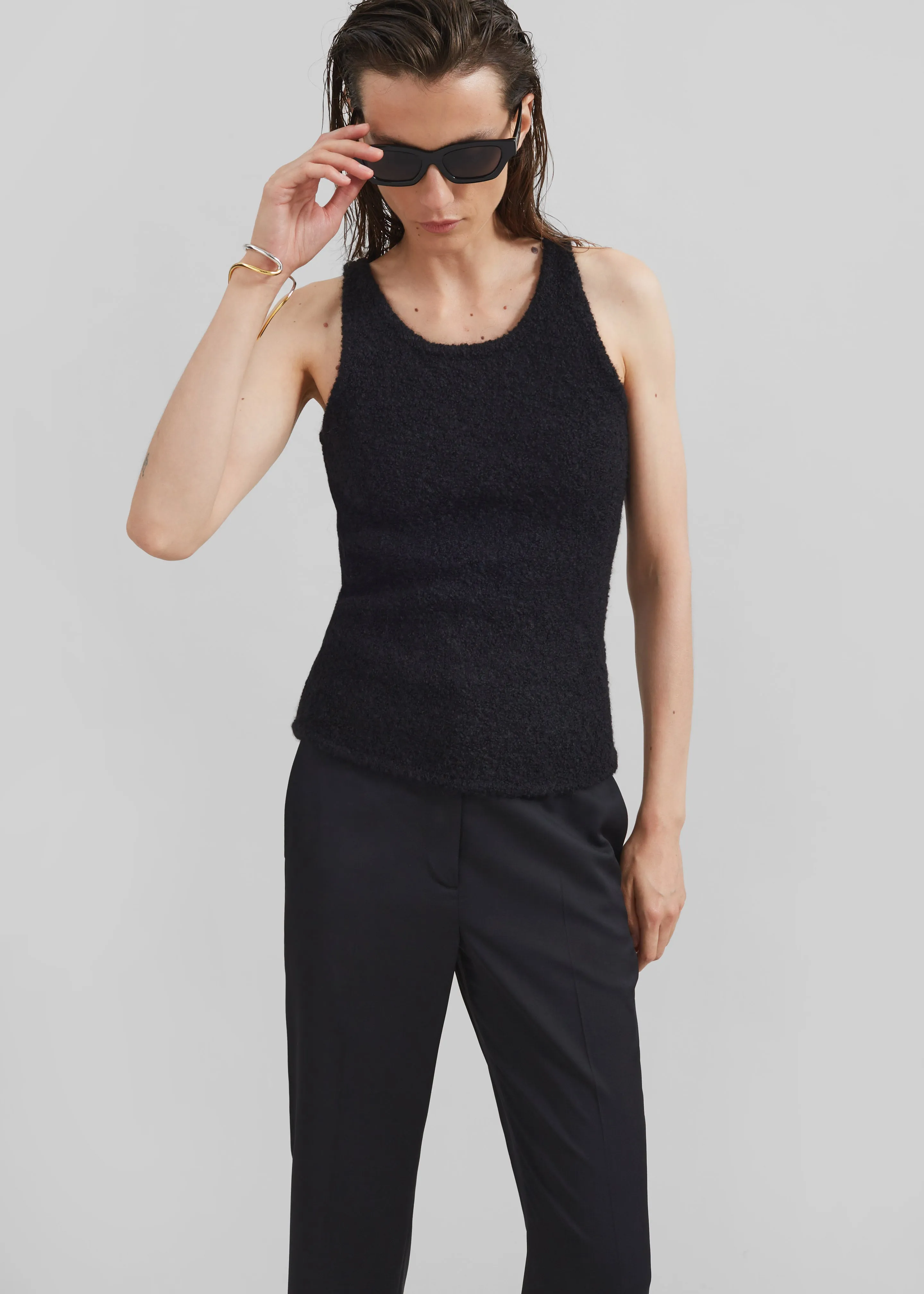 Low Classic Fluffy Sleeveless Knit Top - Black sold by Frankie Shop
