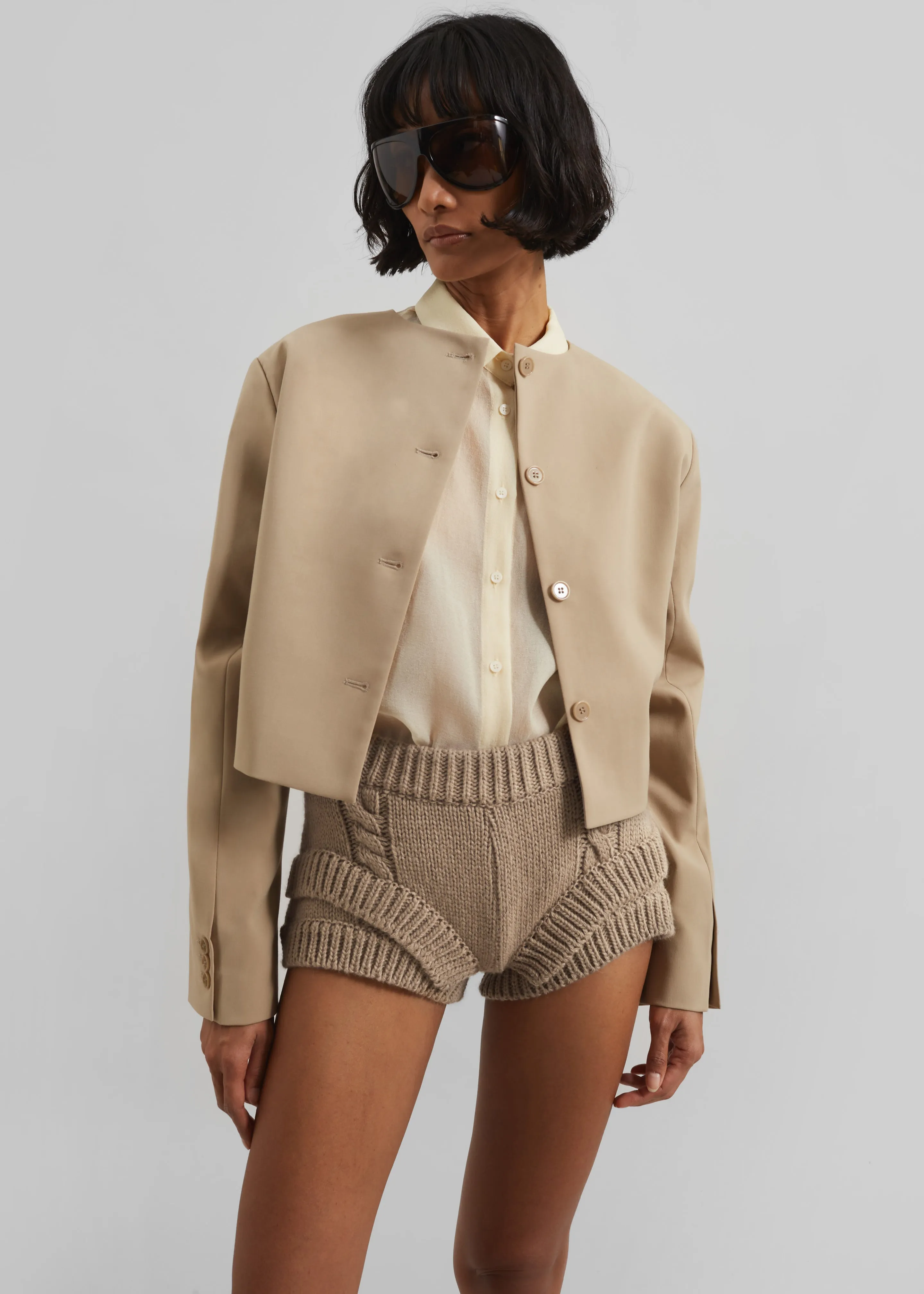 Clio Double Knit Shorts - Beige sold by Frankie Shop product image thumbnail 5