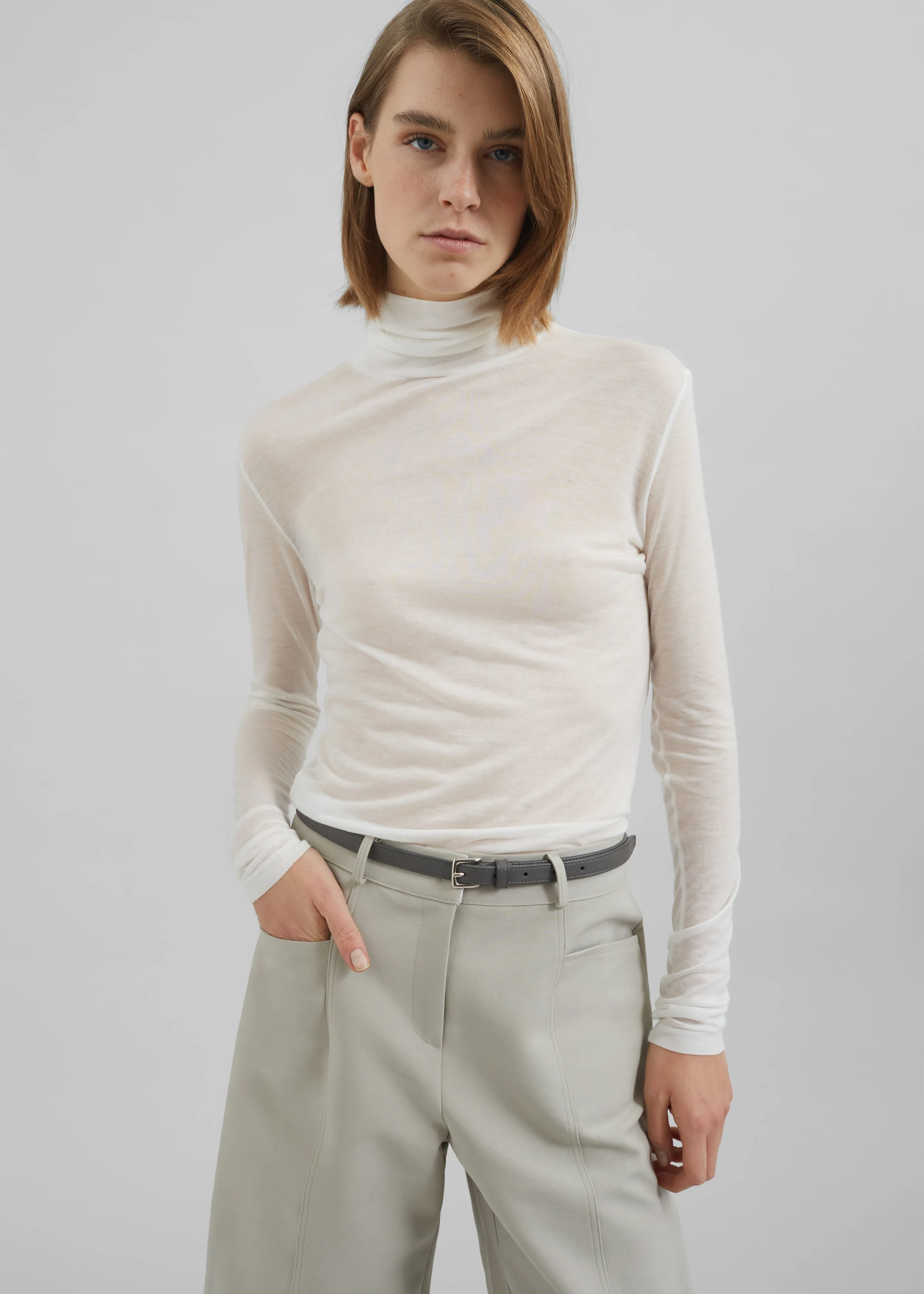 Evren Sheer Turtleneck - White sold by Frankie Shop product image thumbnail 3