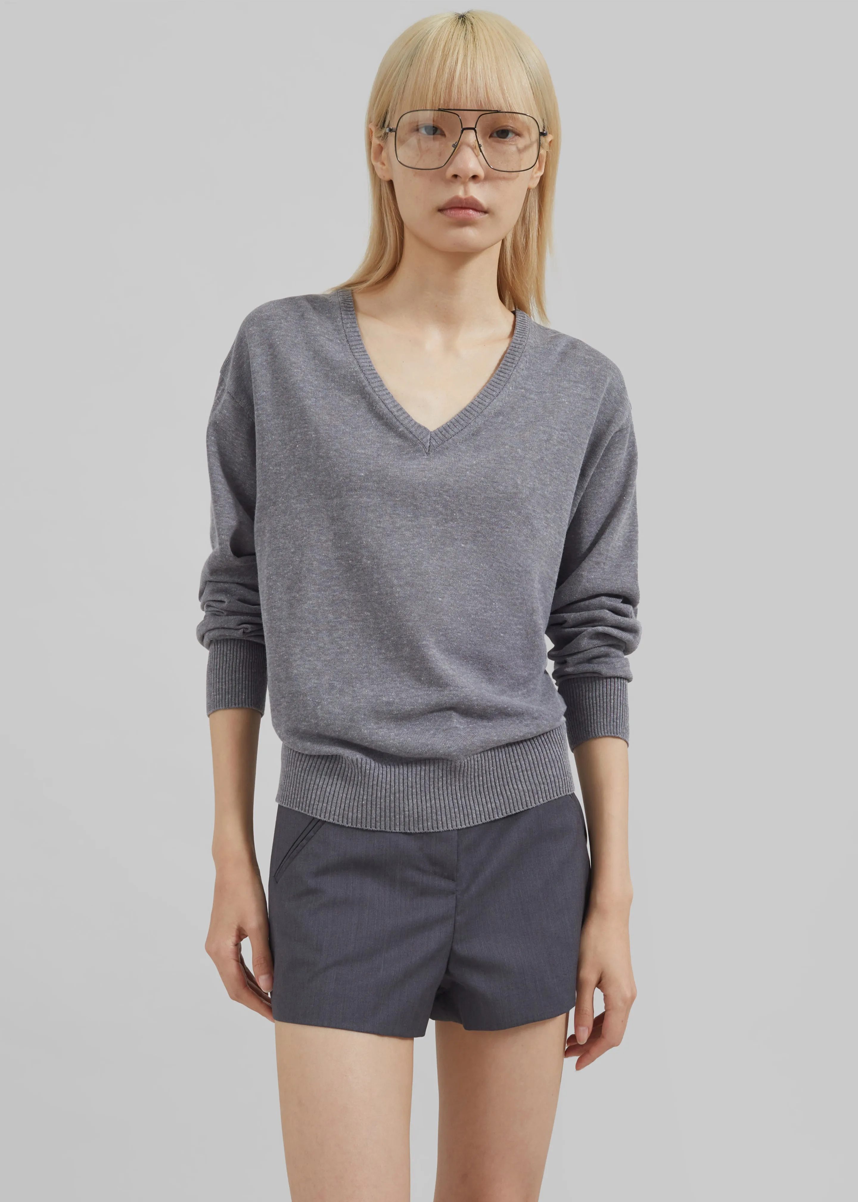 Eliora V Neck Sweater - Grey sold by Frankie Shop product image thumbnail 5