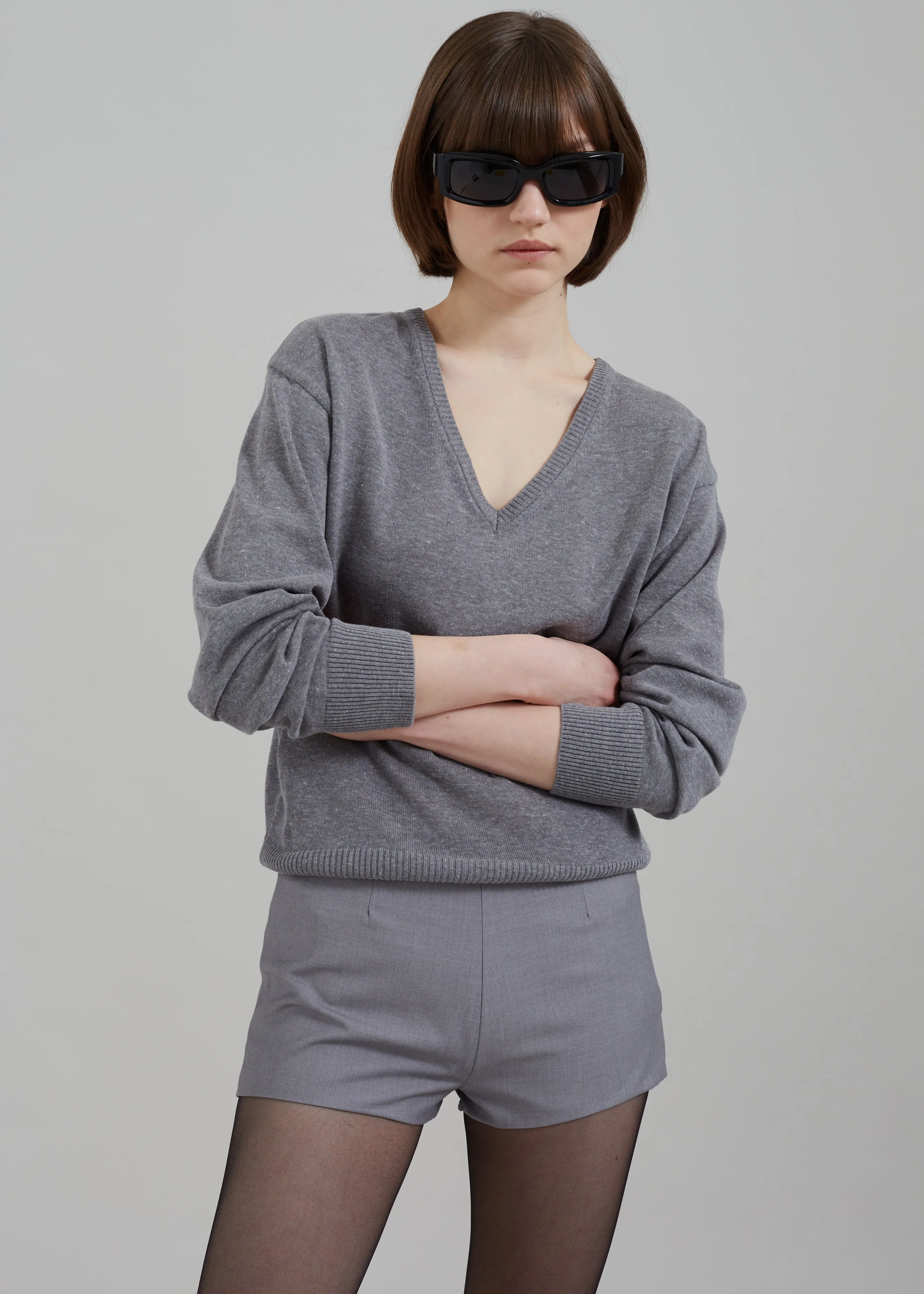 Eliora V Neck Sweater - Grey sold by Frankie Shop