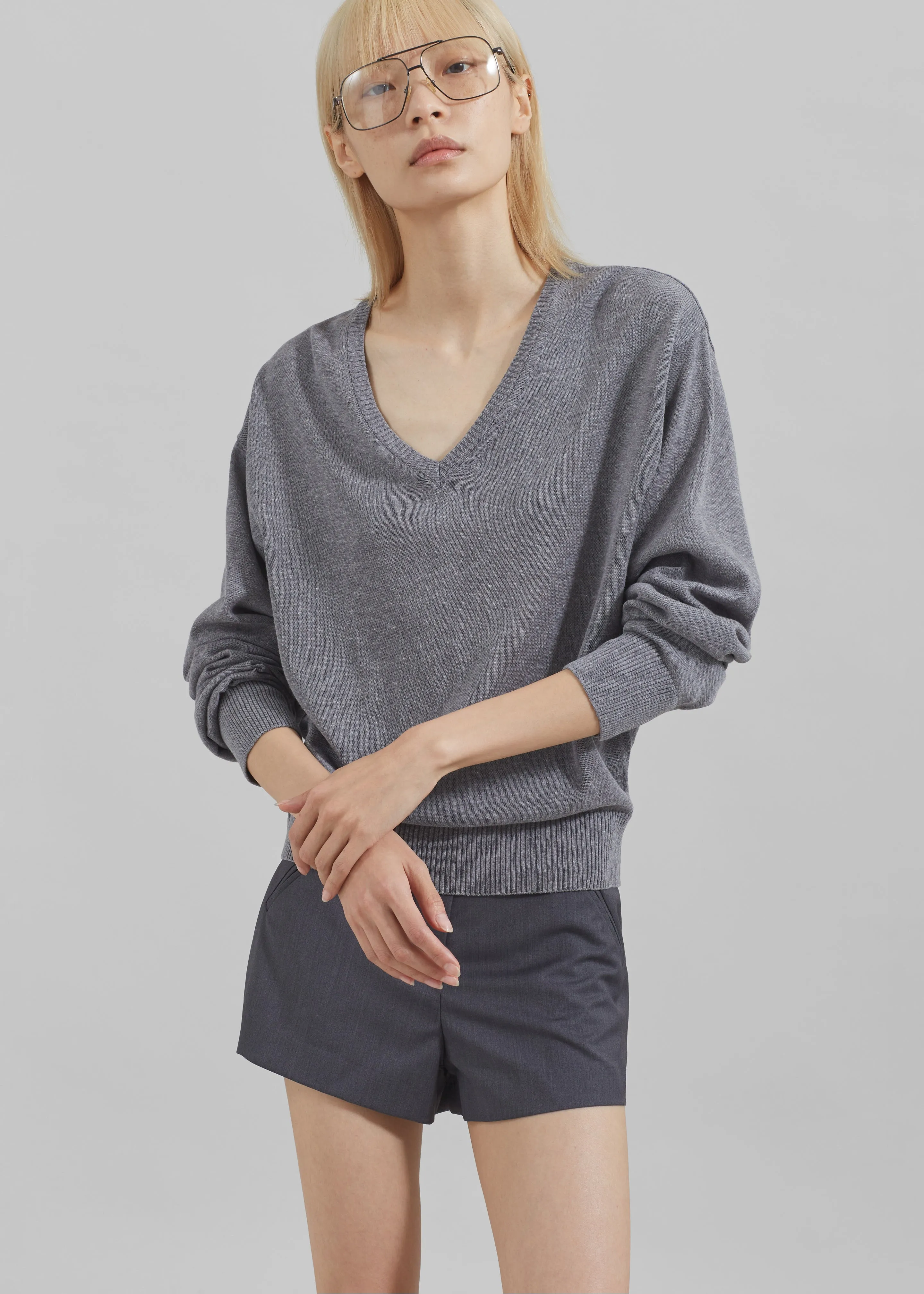 Eliora V Neck Sweater - Grey sold by Frankie Shop product image thumbnail 3