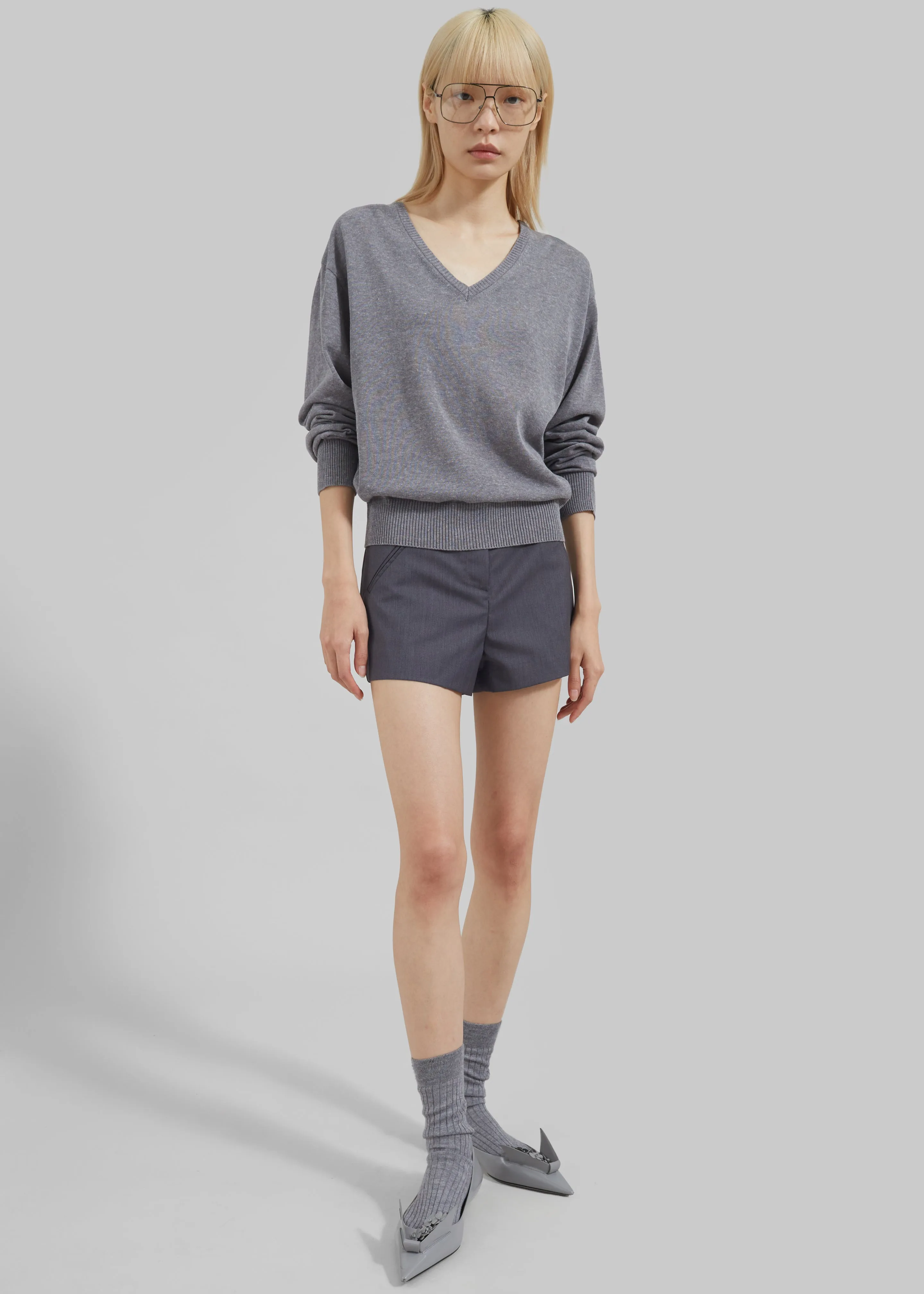 Eliora V Neck Sweater - Grey sold by Frankie Shop product image thumbnail 4