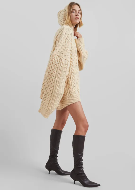 Adare Braided Knit Hoodie - Beige sold by Frankie Shop