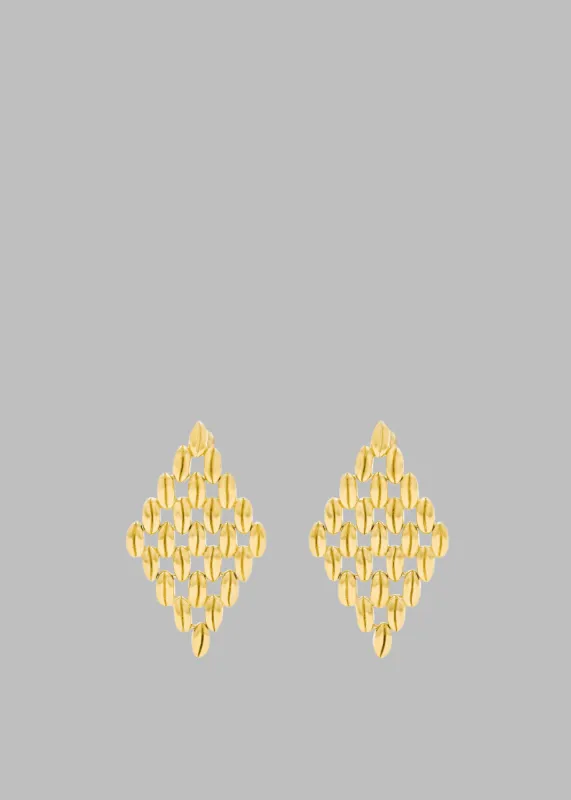 Bevza Grains Big Rhomb Earrings - Gold sold by Frankie Shop