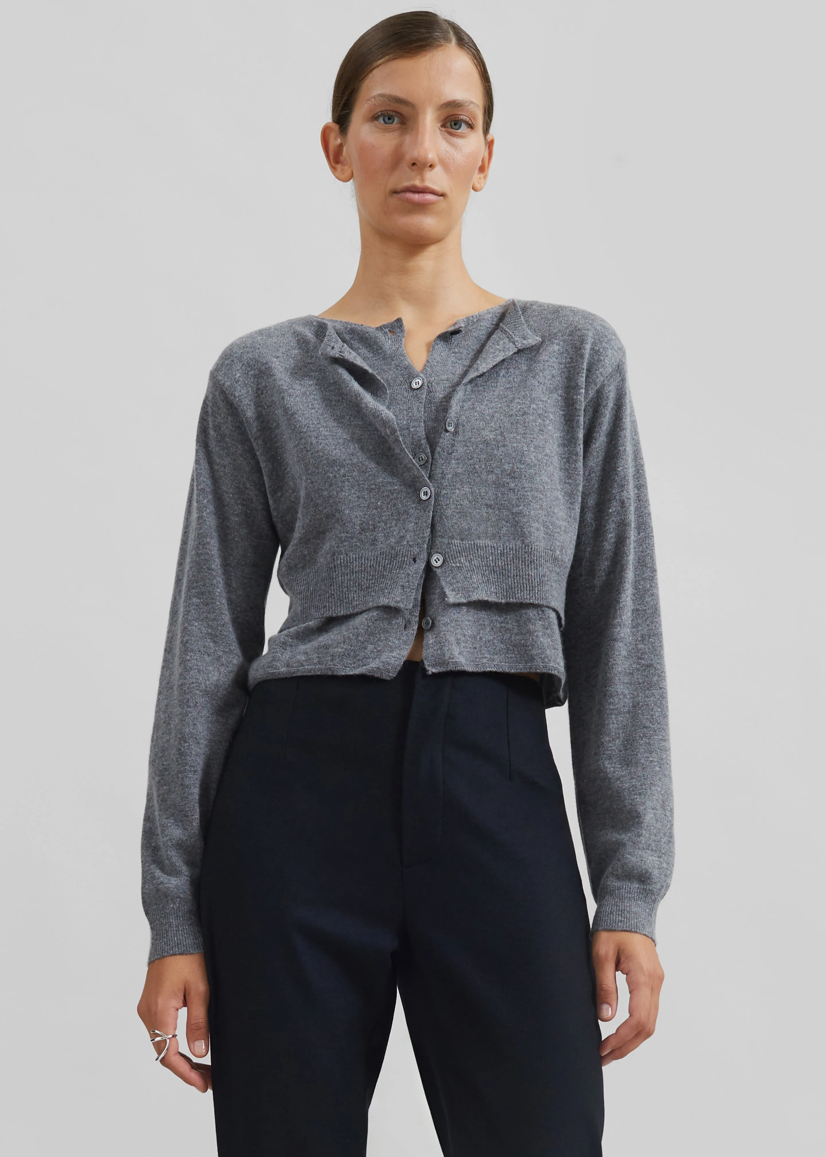 Simi Layered Cardigan - Grey sold by Frankie Shop