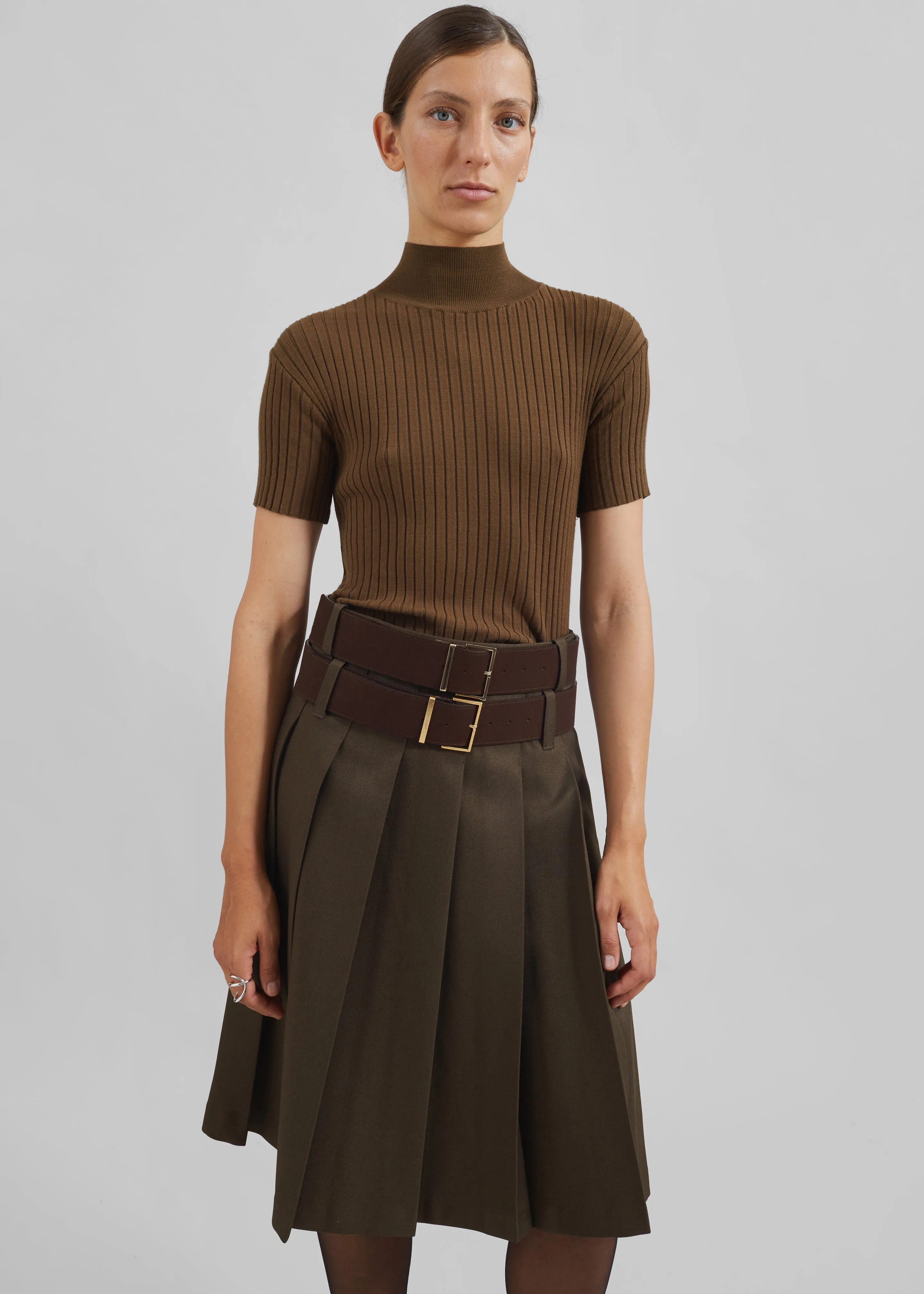 Sarina Pleated Skirt - Brown sold by Frankie Shop product image thumbnail 5