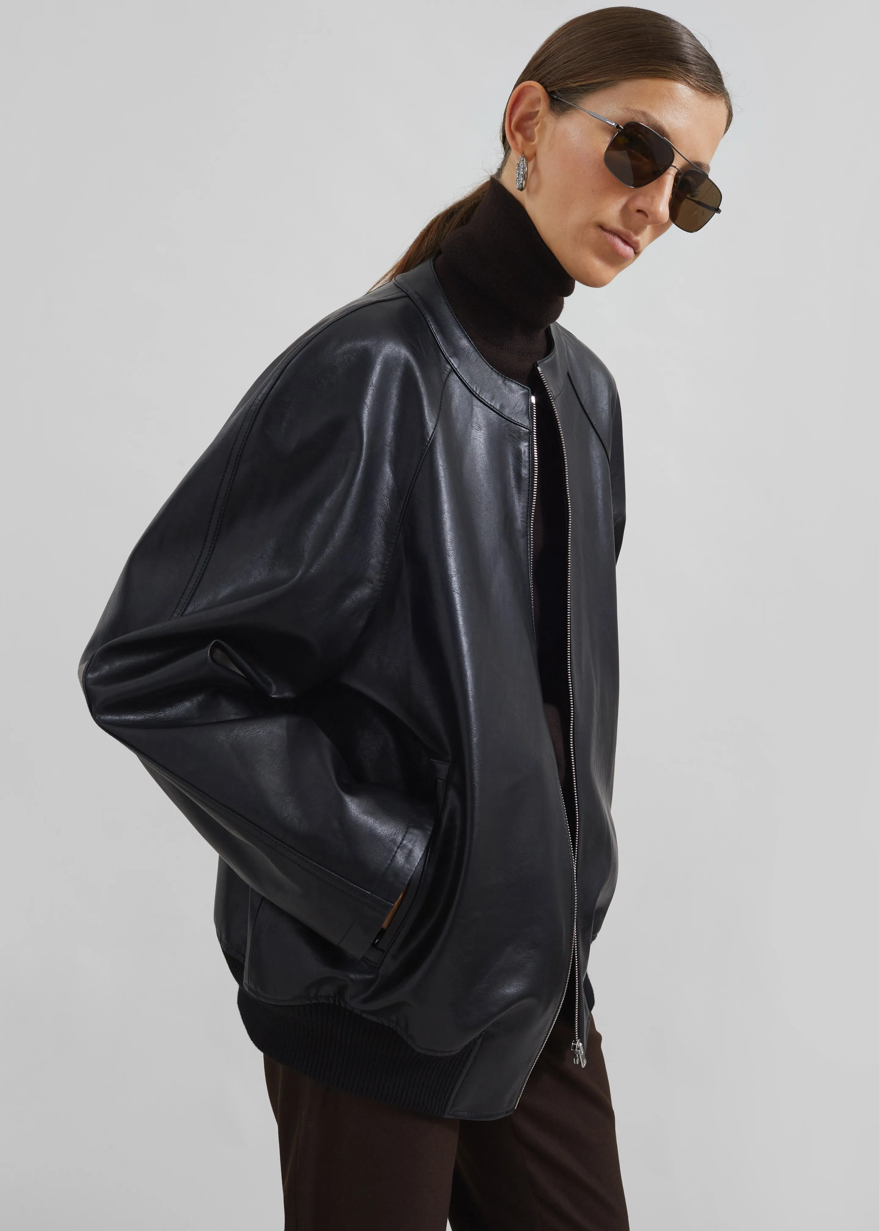 Xyla Faux Leather Jacket - Black sold by Frankie Shop
