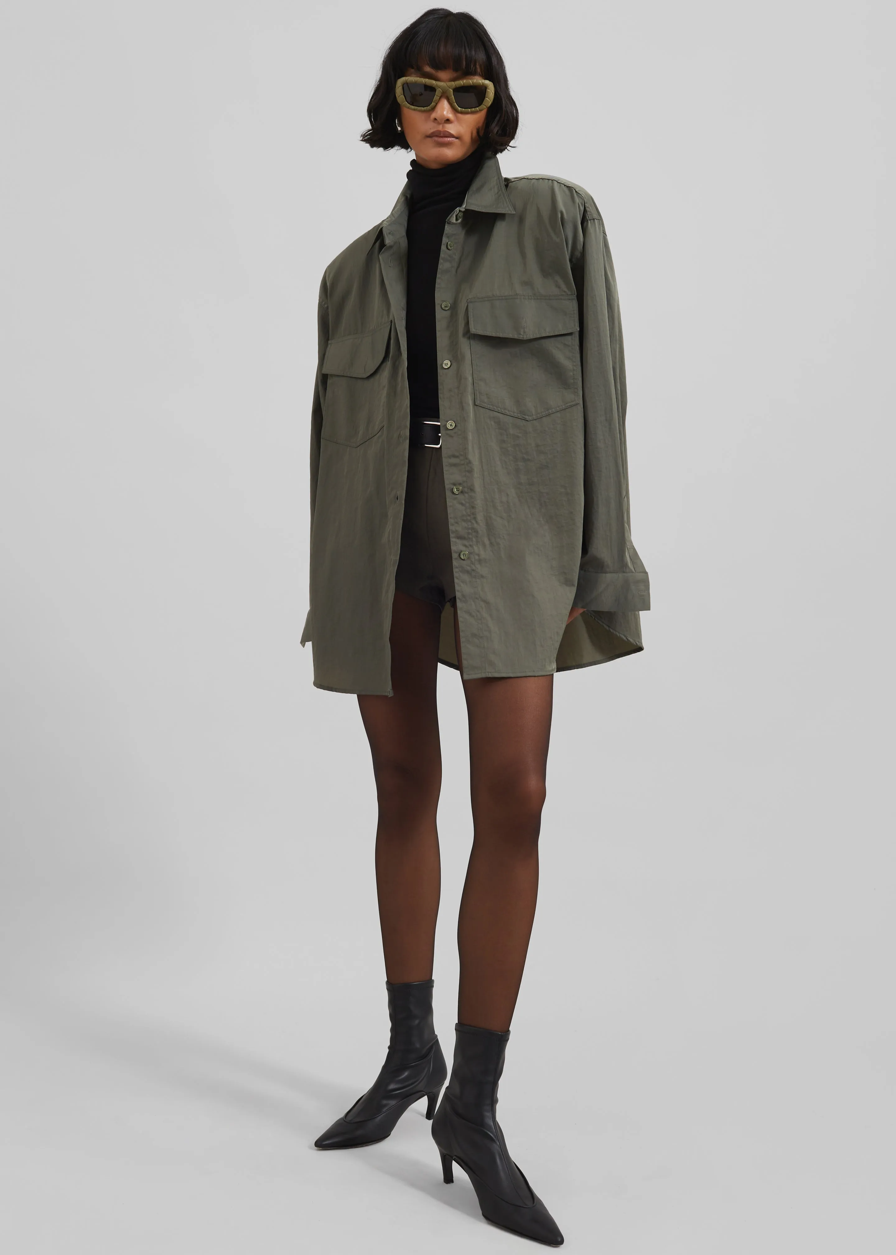Prilly Oversized Shirt - Khaki sold by Frankie Shop product image thumbnail 2