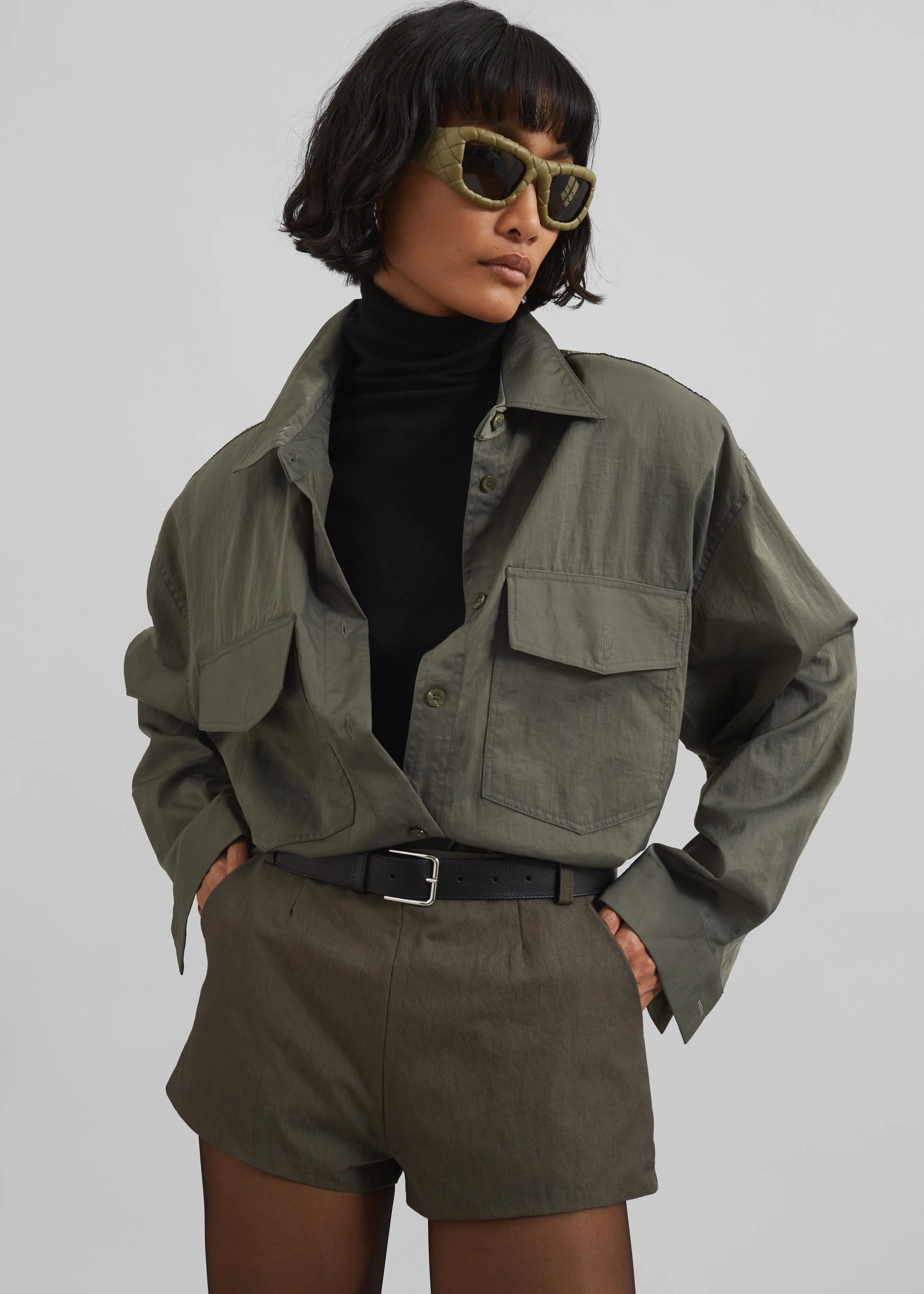 Prilly Oversized Shirt - Khaki sold by Frankie Shop product image thumbnail 3