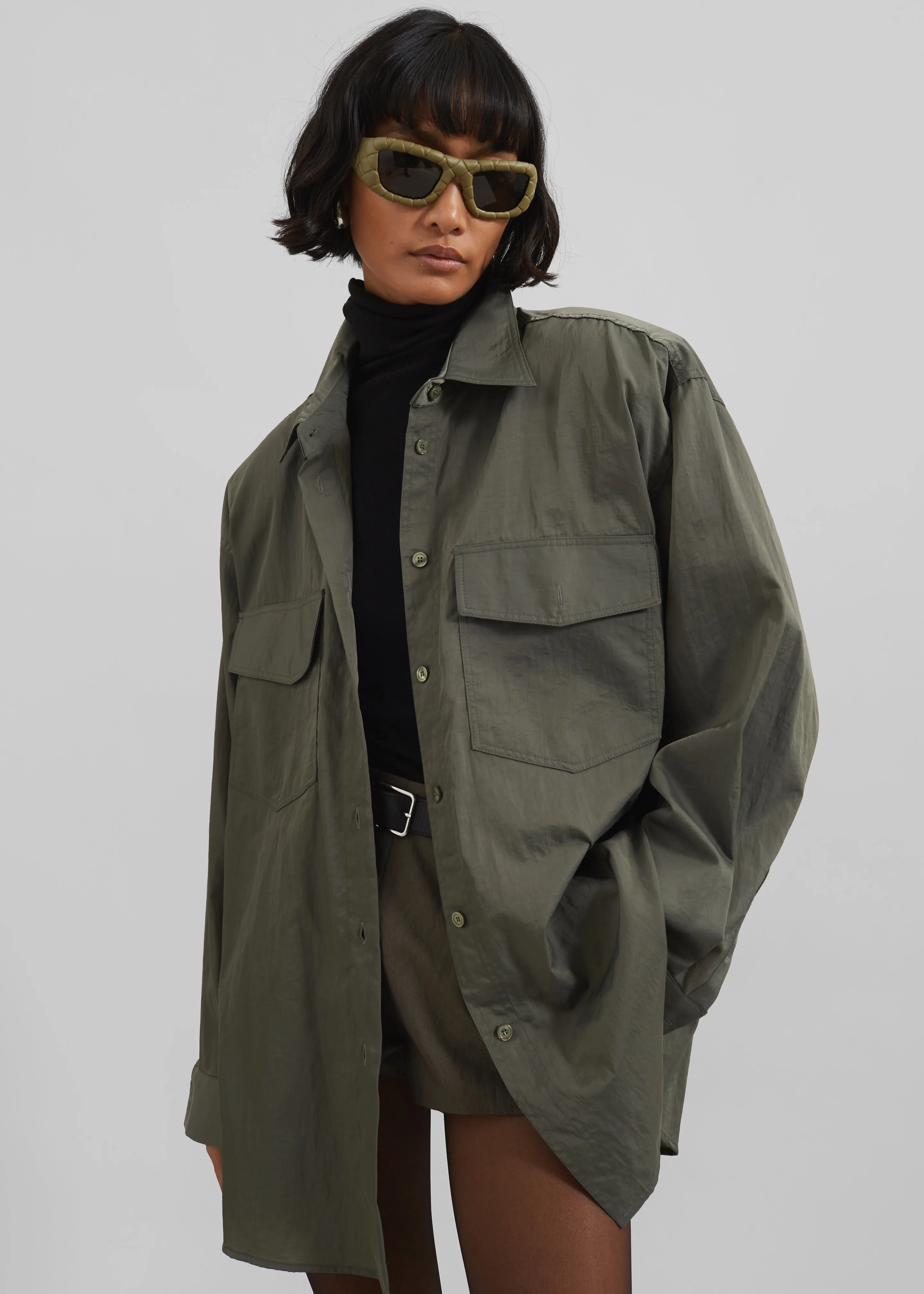 Prilly Oversized Shirt - Khaki sold by Frankie Shop product image thumbnail 4