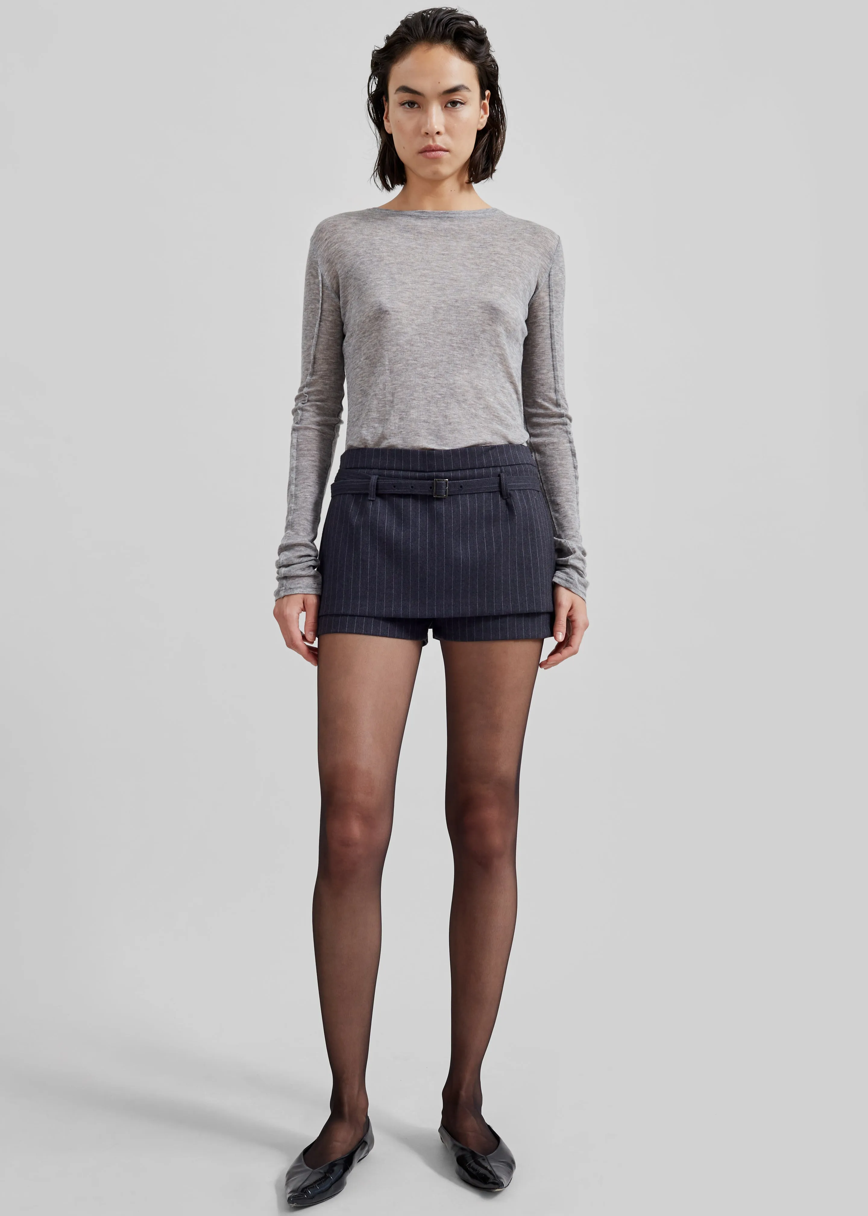 Mesa Sheer Long Sleeve Tee - Grey sold by Frankie Shop product image thumbnail 4