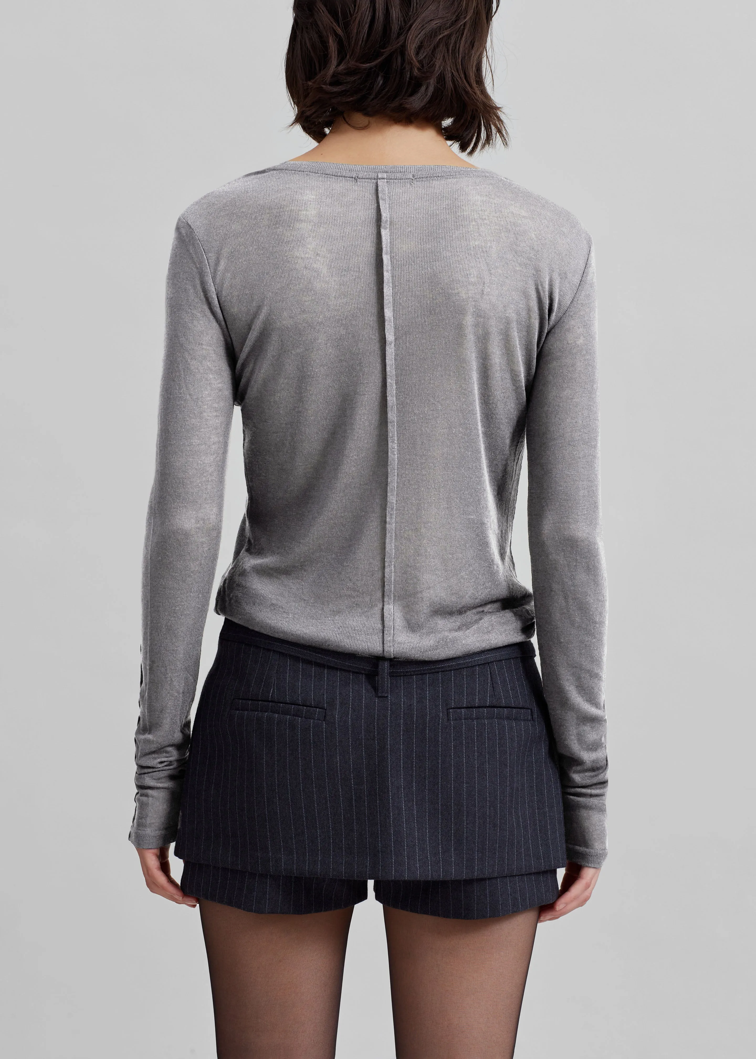 Mesa Sheer Long Sleeve Tee - Grey sold by Frankie Shop product image thumbnail 5