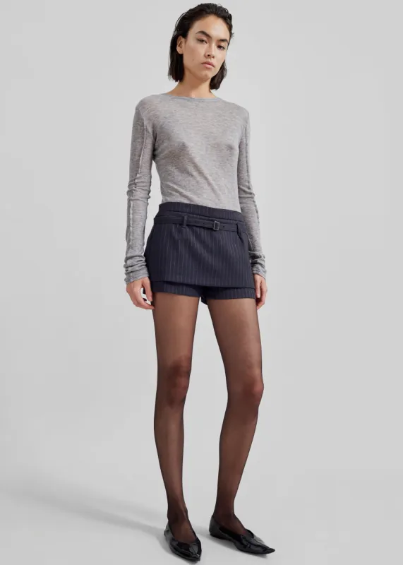 Mesa Sheer Long Sleeve Tee - Grey sold by Frankie Shop