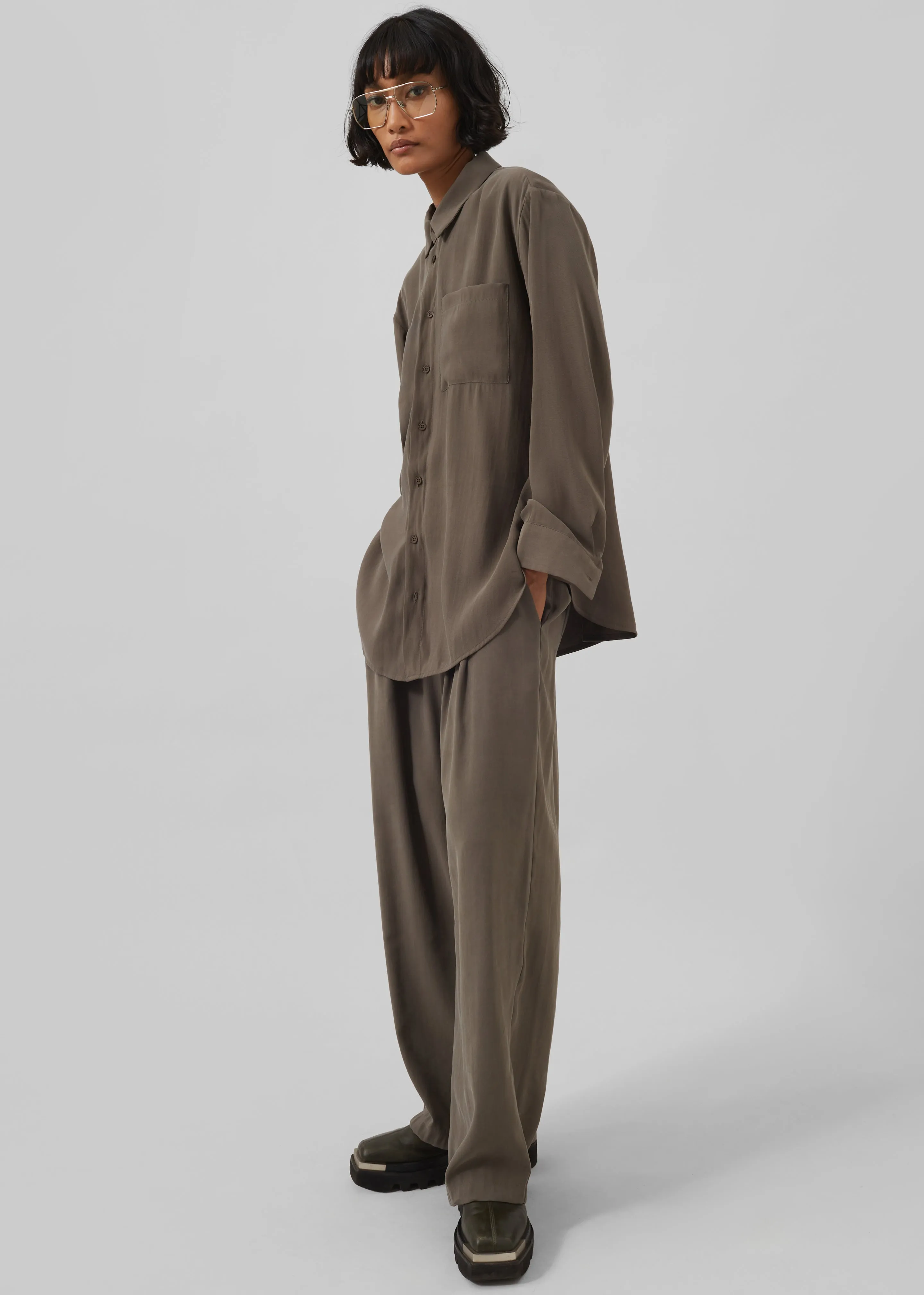 Meilen Pintuck Trousers - Olive sold by Frankie Shop product image thumbnail 4