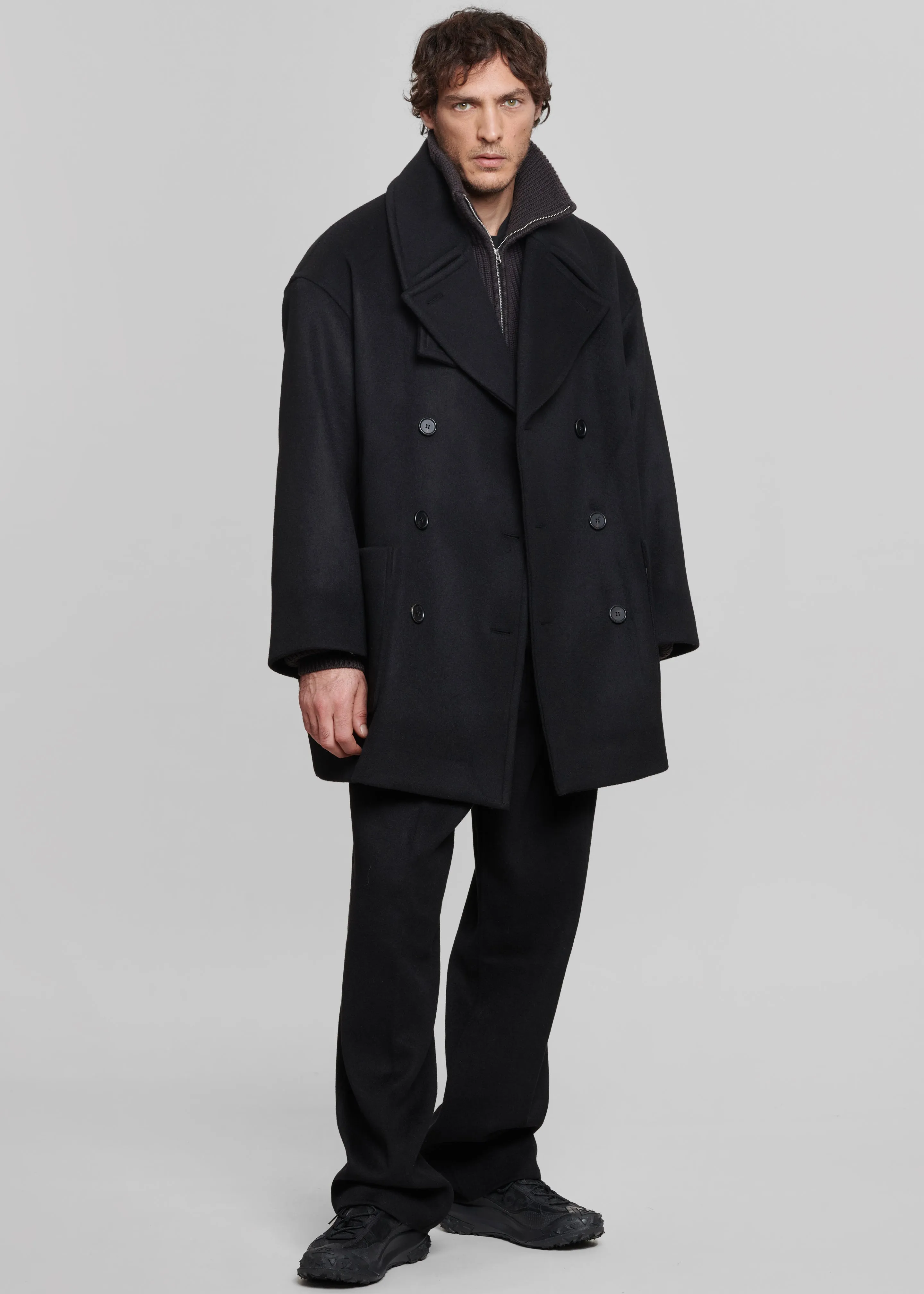 Cooper Wool Peacoat - Black sold by Frankie Shop