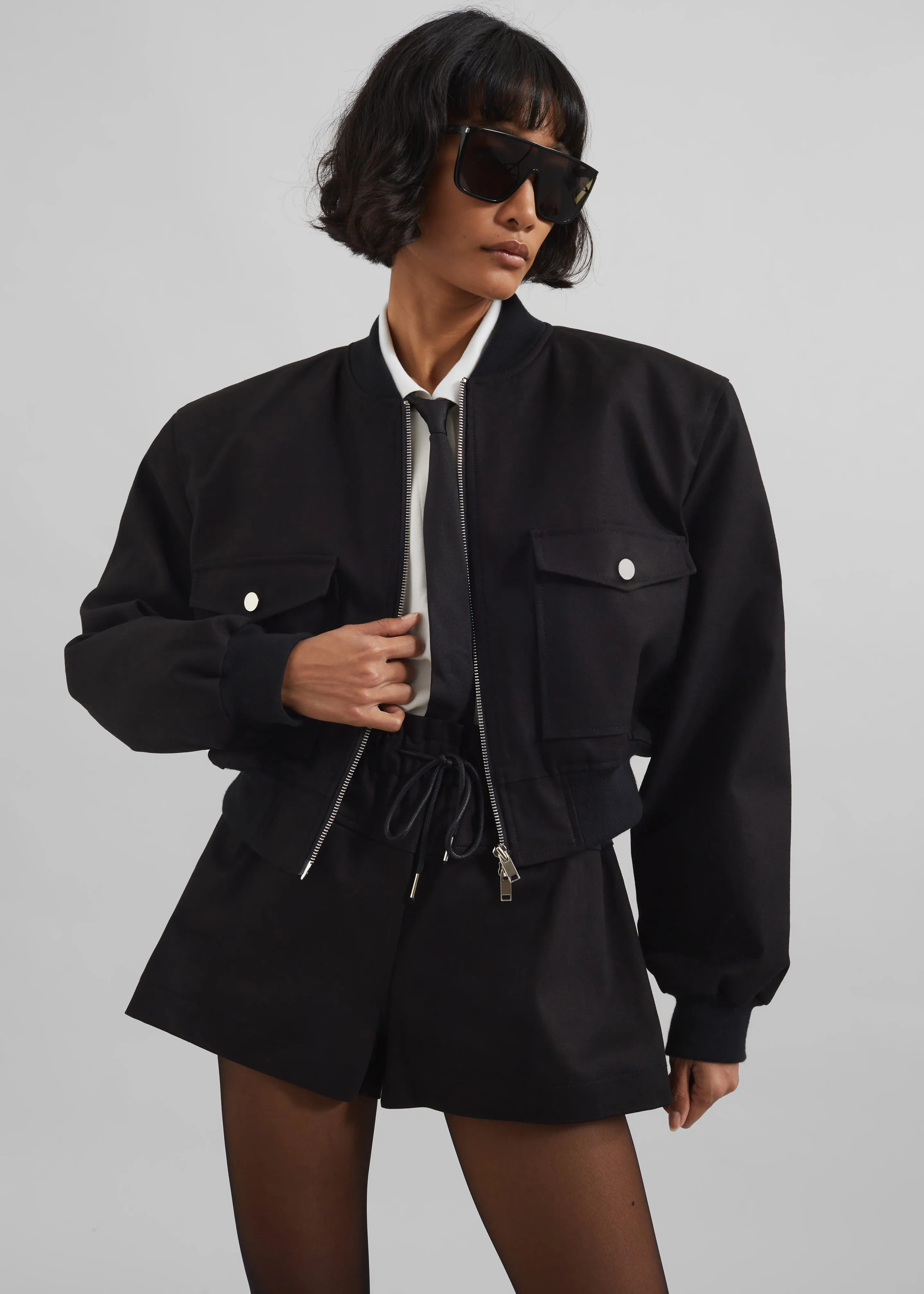 Pomona Crop Bomber Jacket - Black sold by Frankie Shop product image thumbnail 3