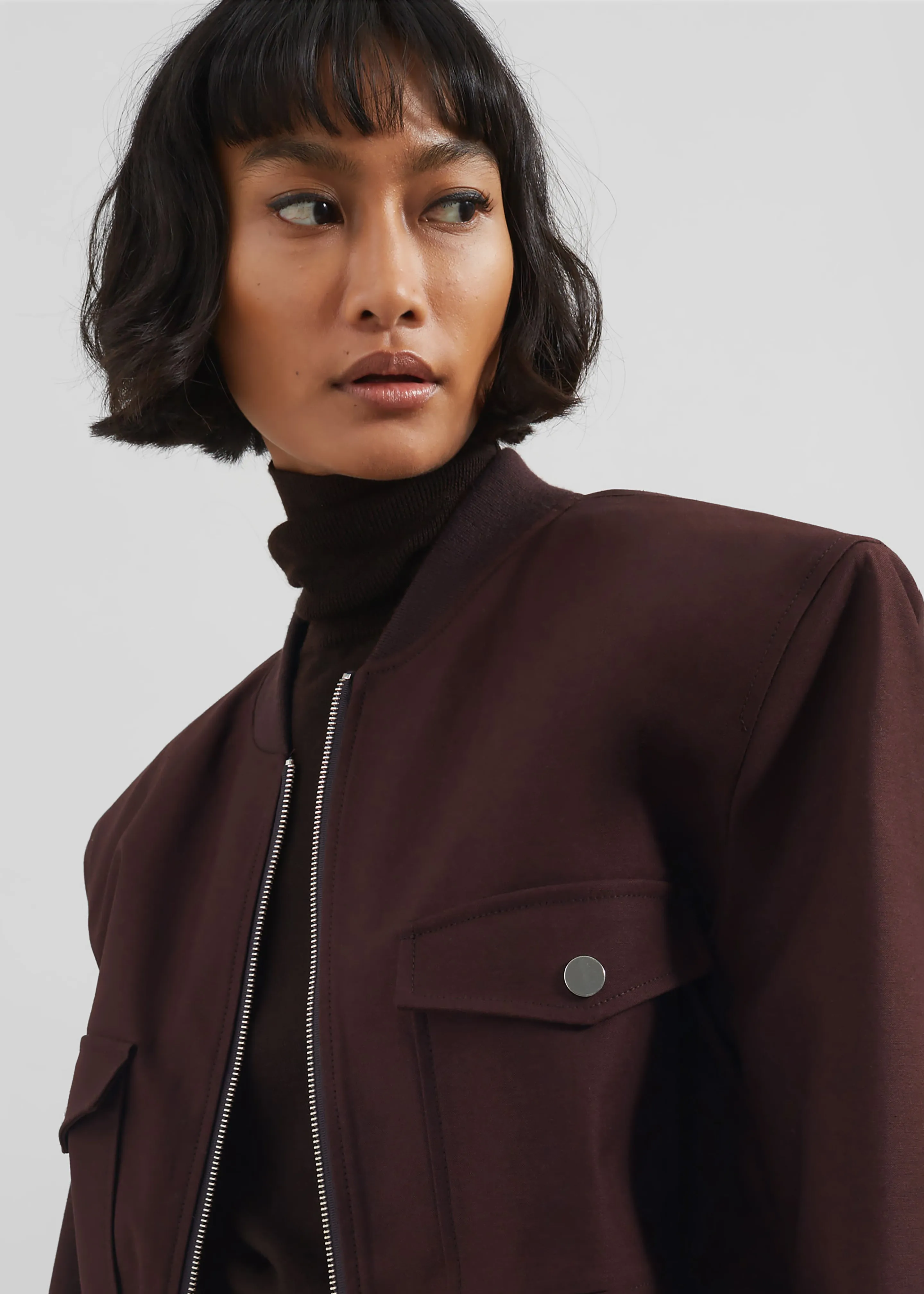 Pomona Crop Bomber Jacket - Burgundy sold by Frankie Shop product image thumbnail 4