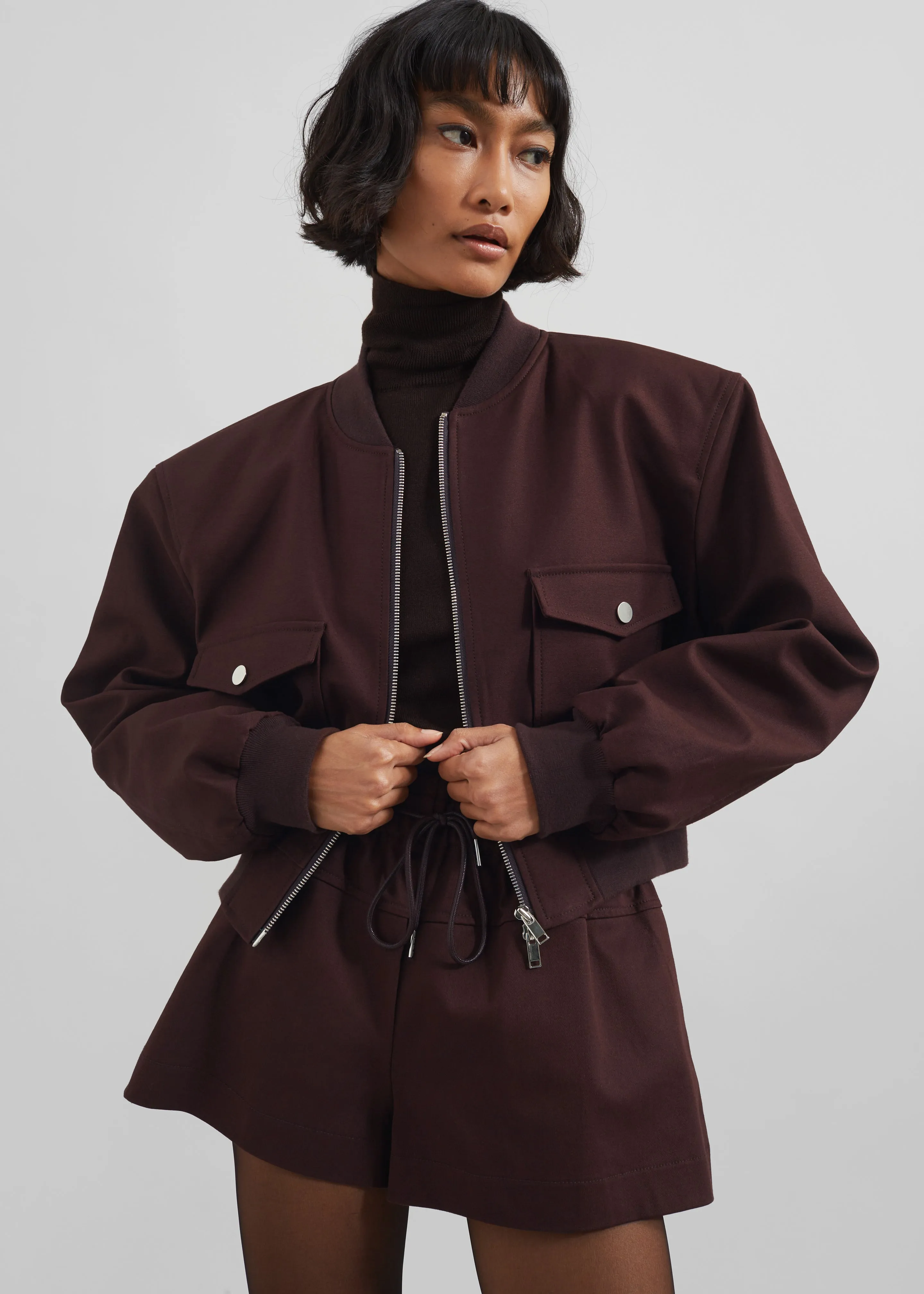 Pomona Crop Bomber Jacket - Burgundy sold by Frankie Shop product image thumbnail 2