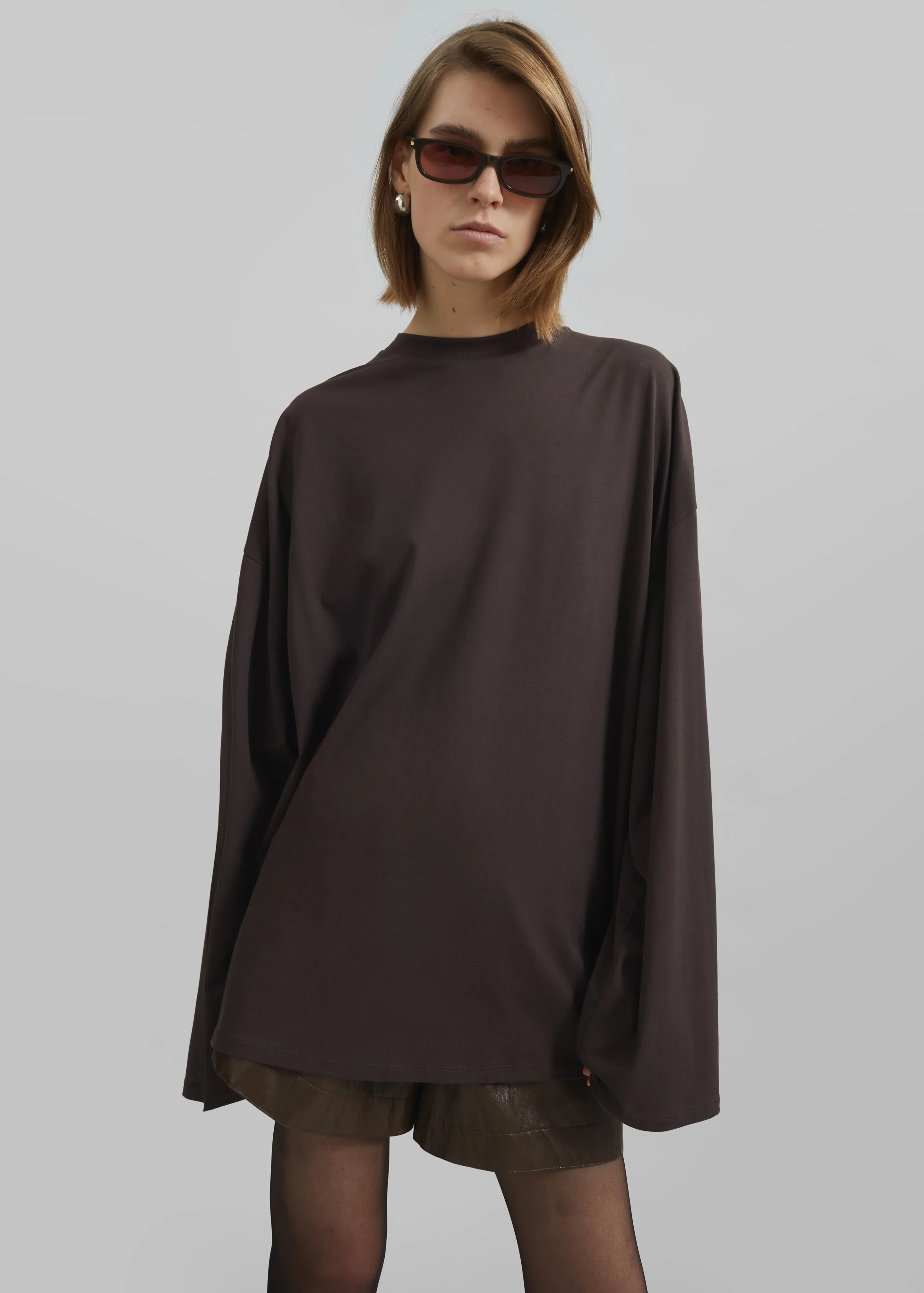 Rio Oversized Sleeve Tee - Dark Brown sold by Frankie Shop