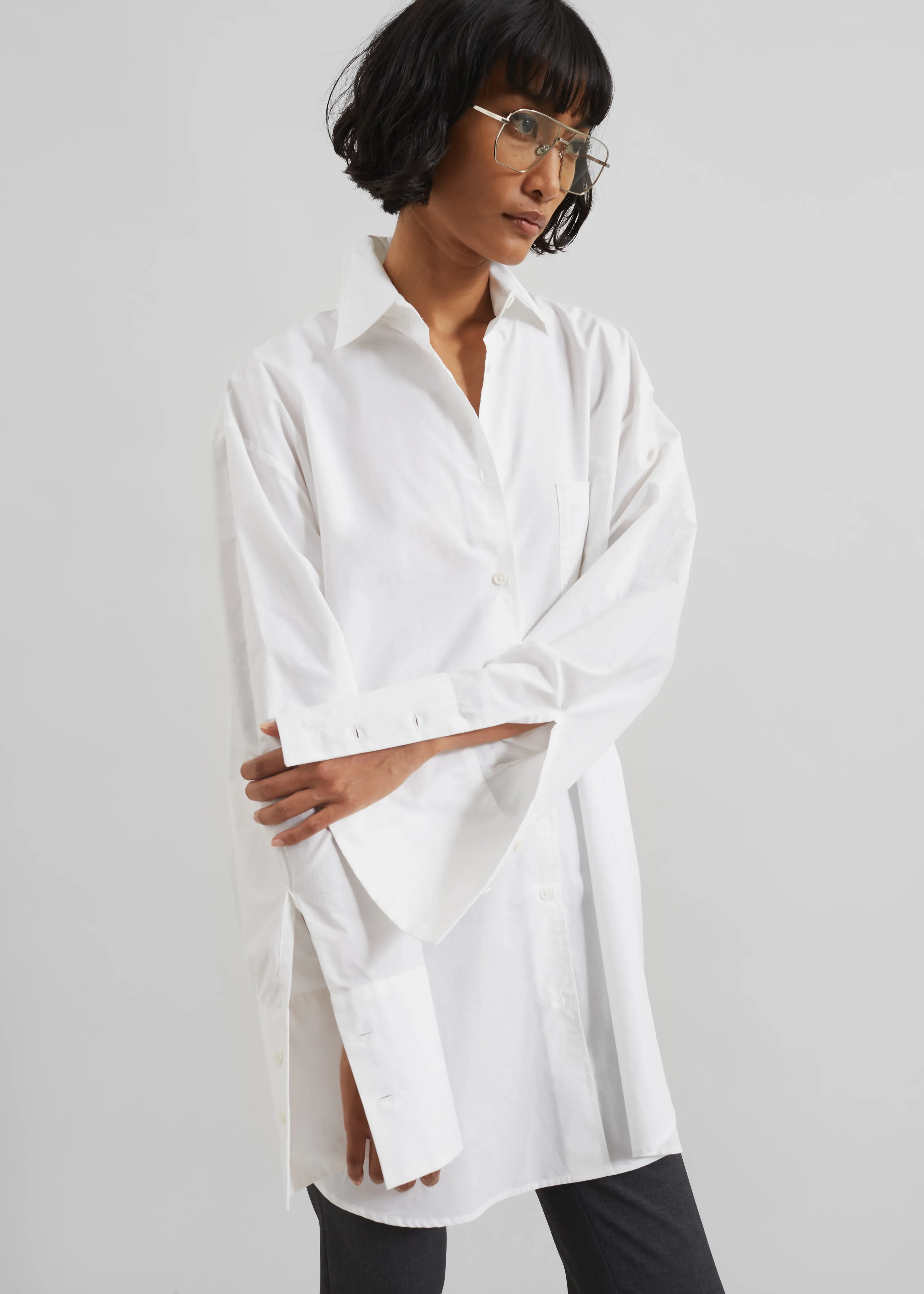 Helen Organic Cotton Long Shirt - White sold by Frankie Shop