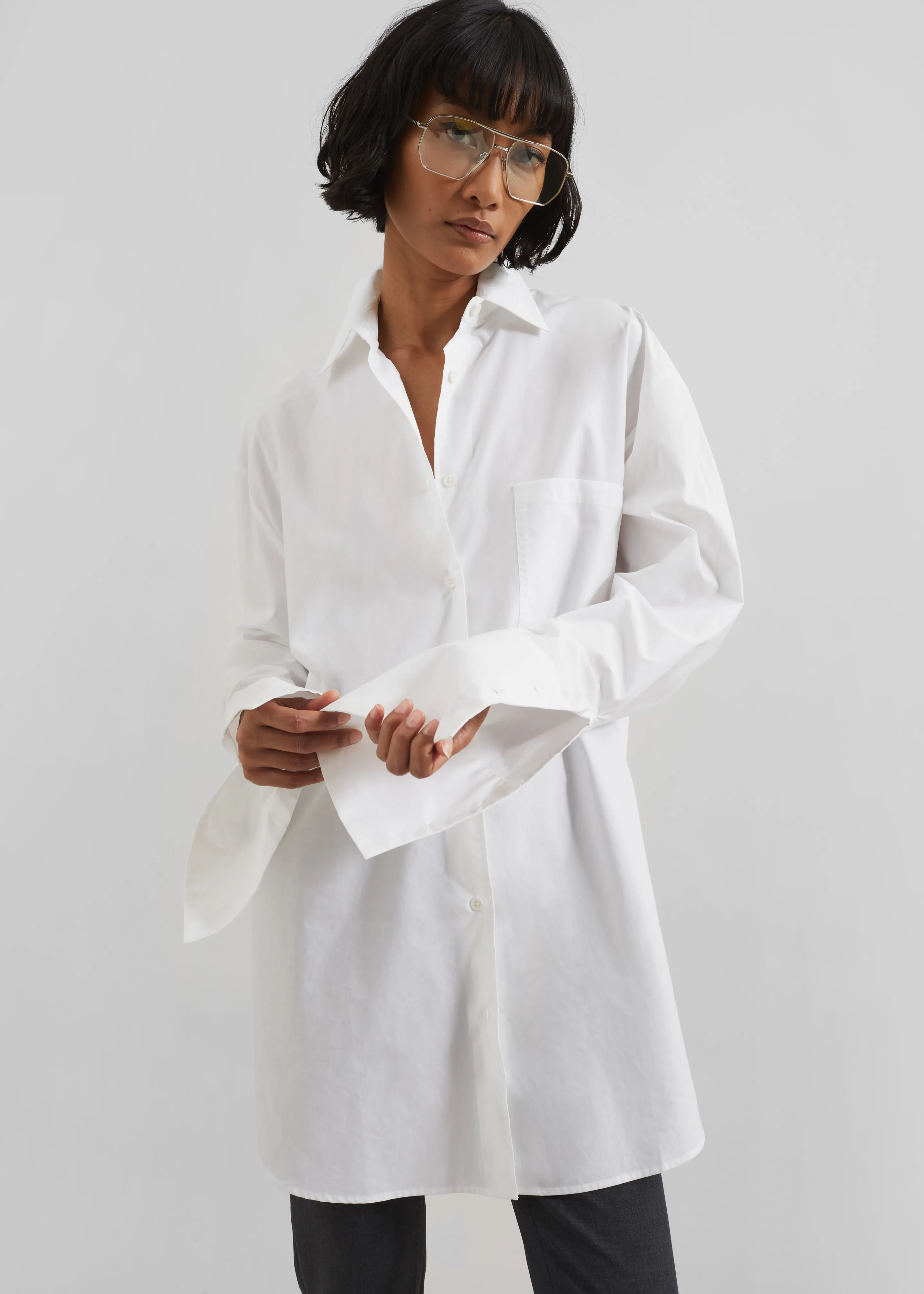 Helen Organic Cotton Long Shirt - White sold by Frankie Shop product image thumbnail 3