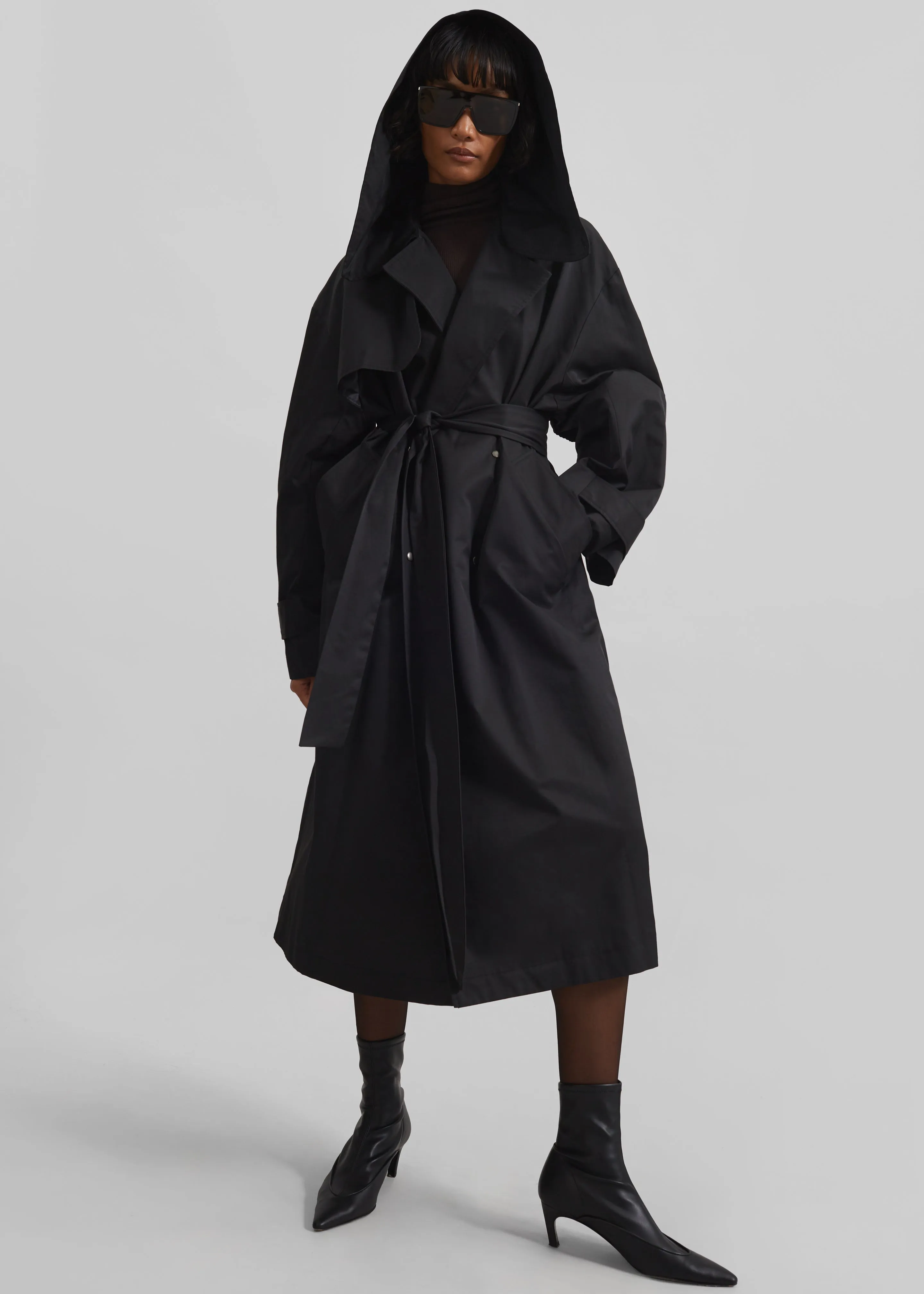 Neiva Hooded Trench Coat - Black sold by Frankie Shop