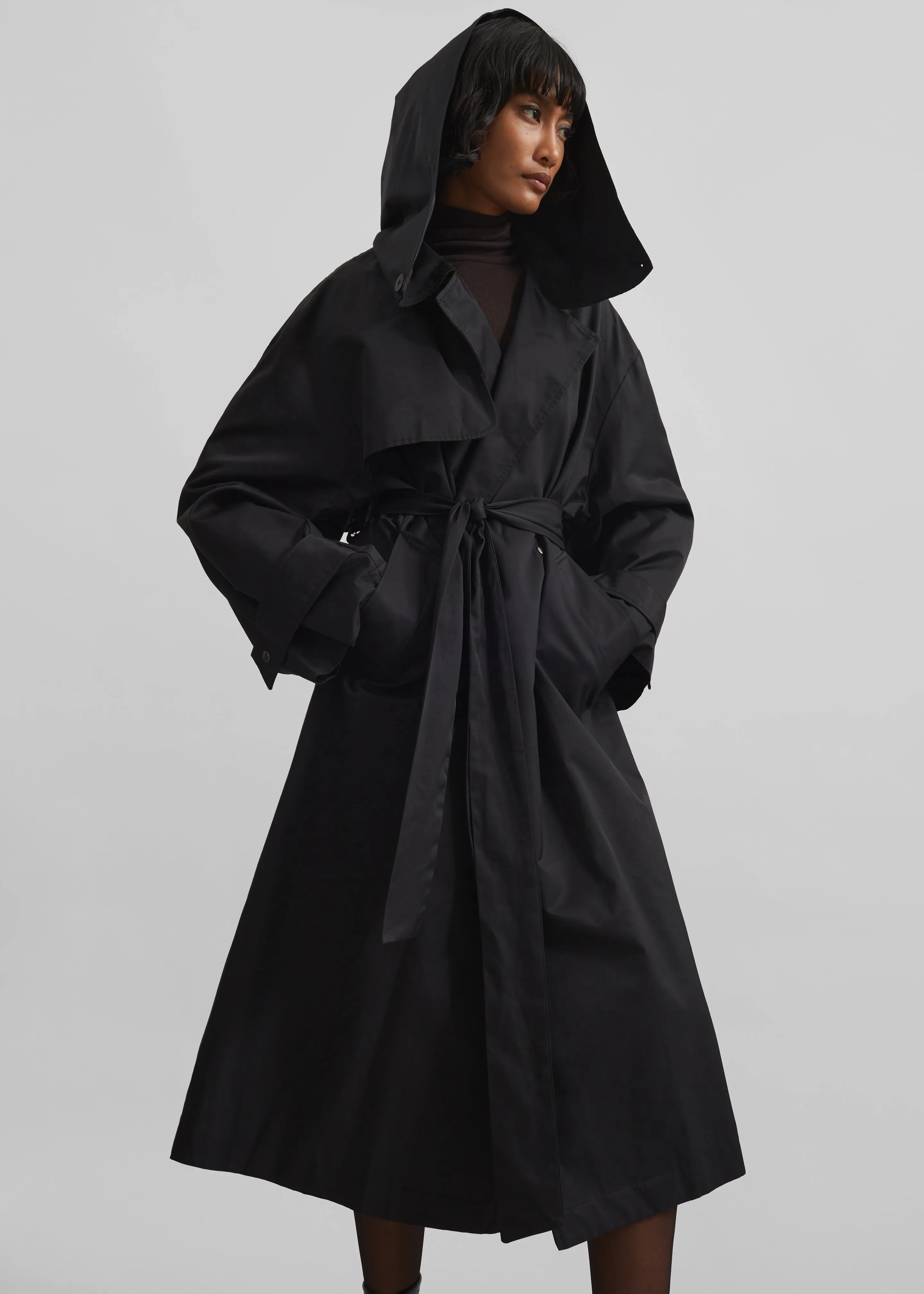 Neiva Hooded Trench Coat - Black sold by Frankie Shop product image thumbnail 4