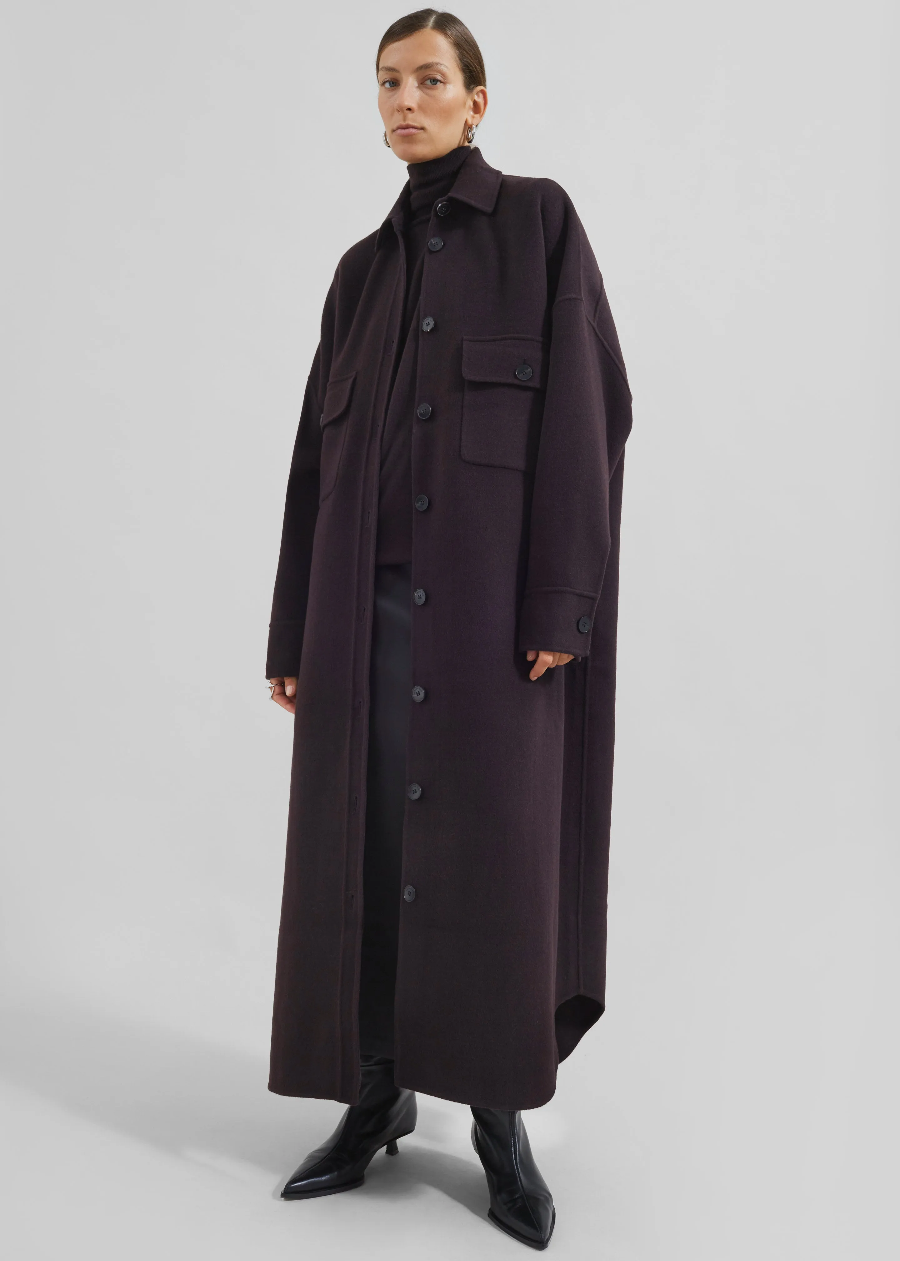 Dallas Wool Overcoat - Dark Plum sold by Frankie Shop product image thumbnail 4
