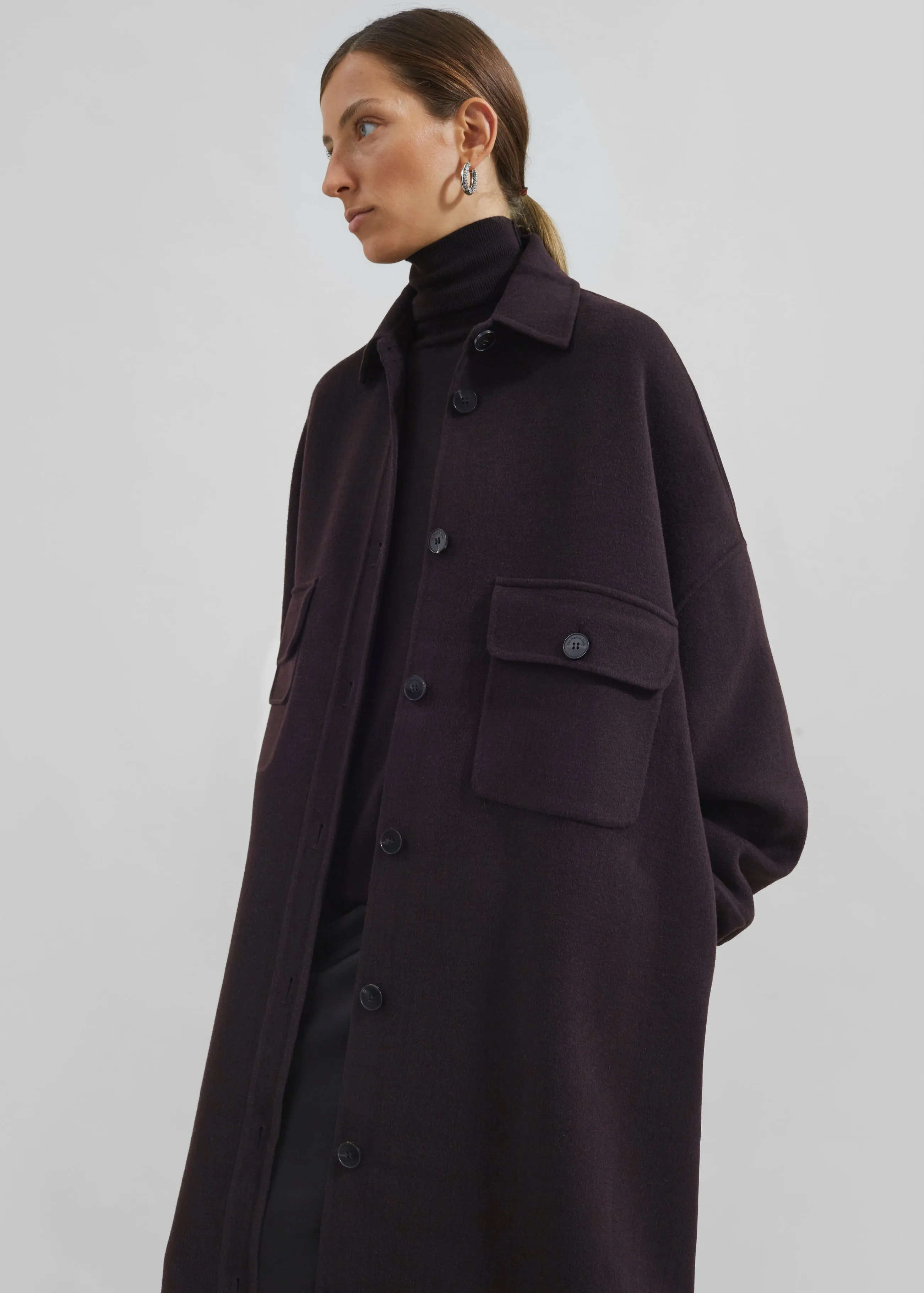 Dallas Wool Overcoat - Dark Plum sold by Frankie Shop product image thumbnail 3