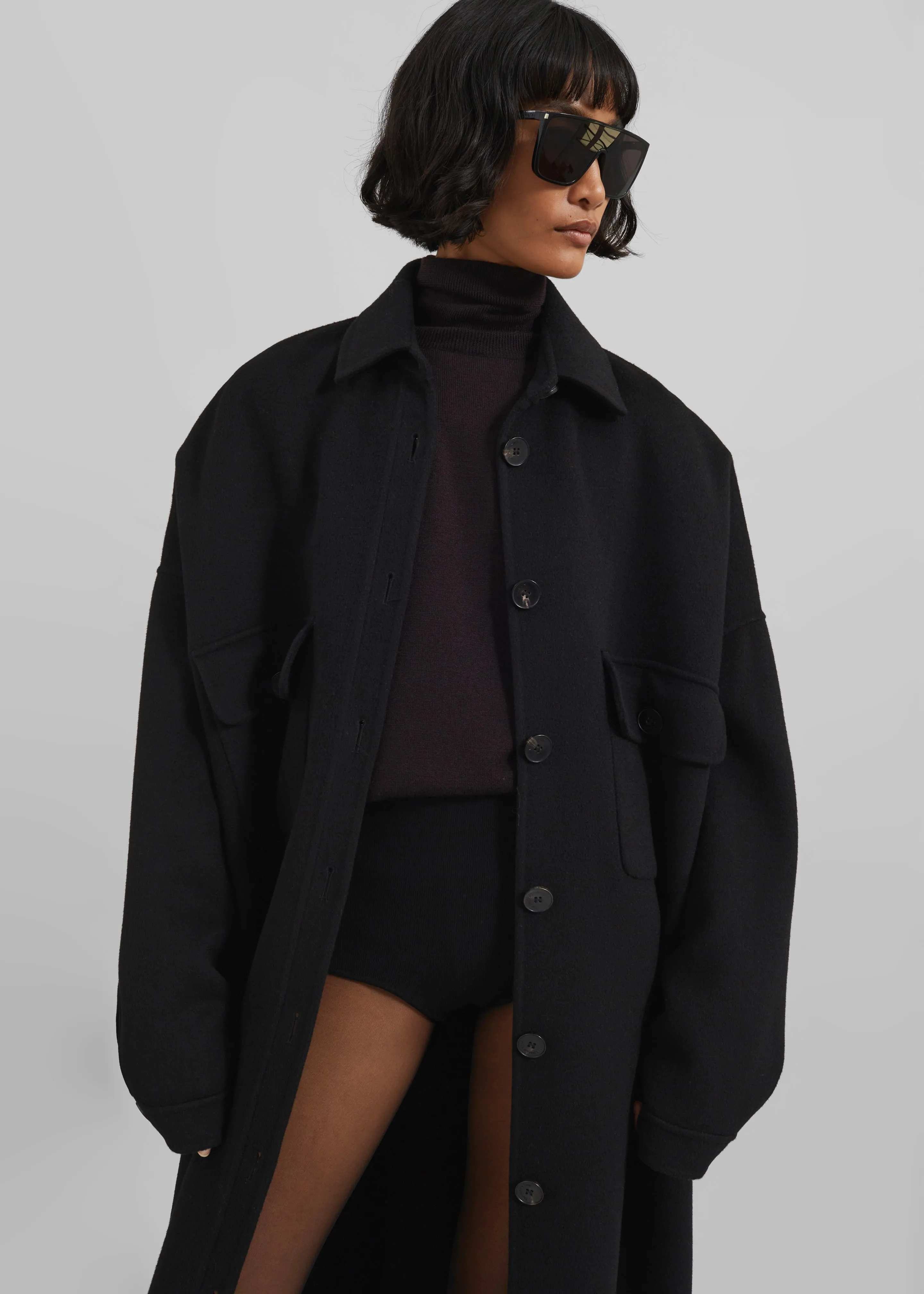 Dallas Wool Overcoat - Black sold by Frankie Shop product image thumbnail 3