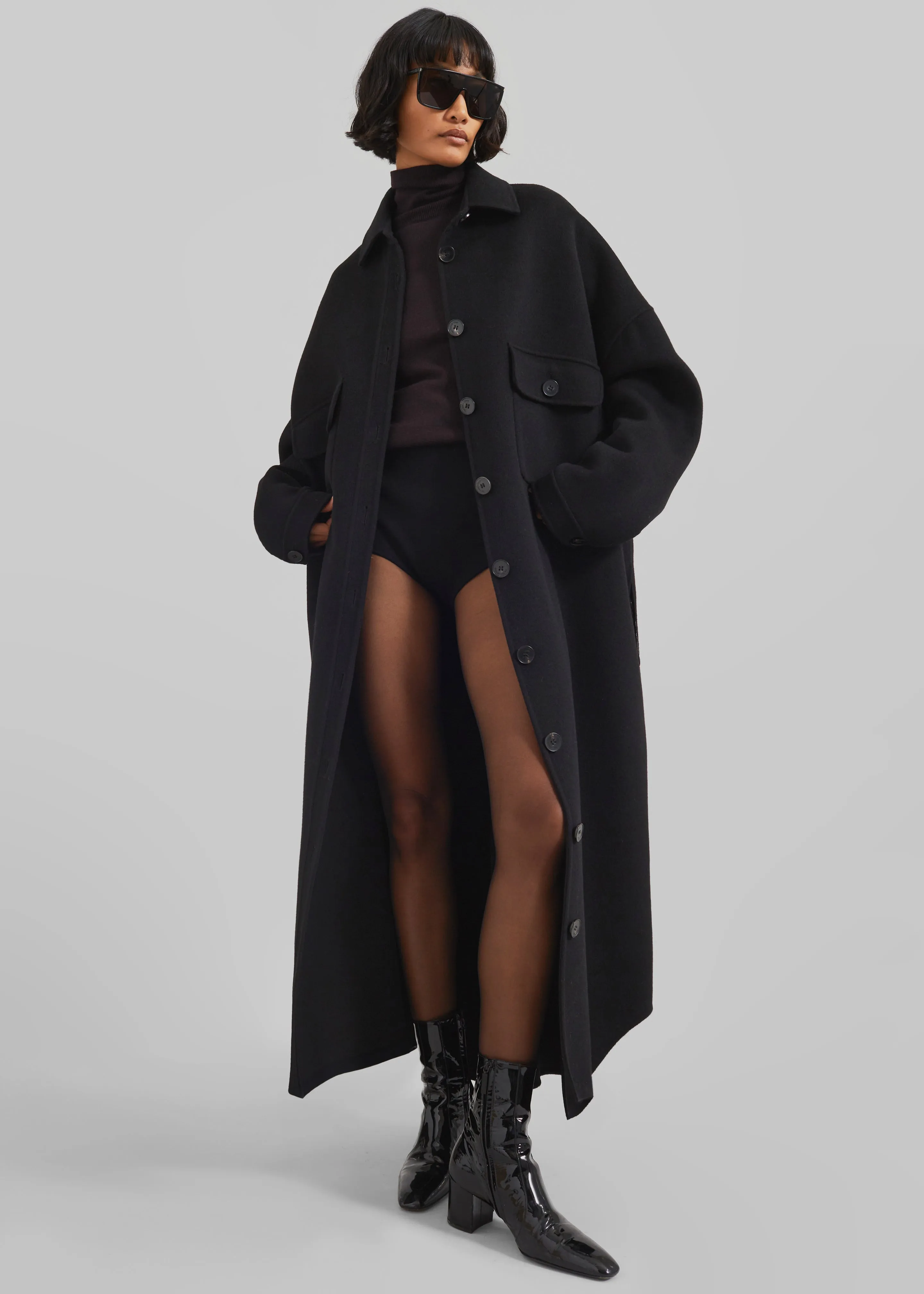 Dallas Wool Overcoat - Black sold by Frankie Shop