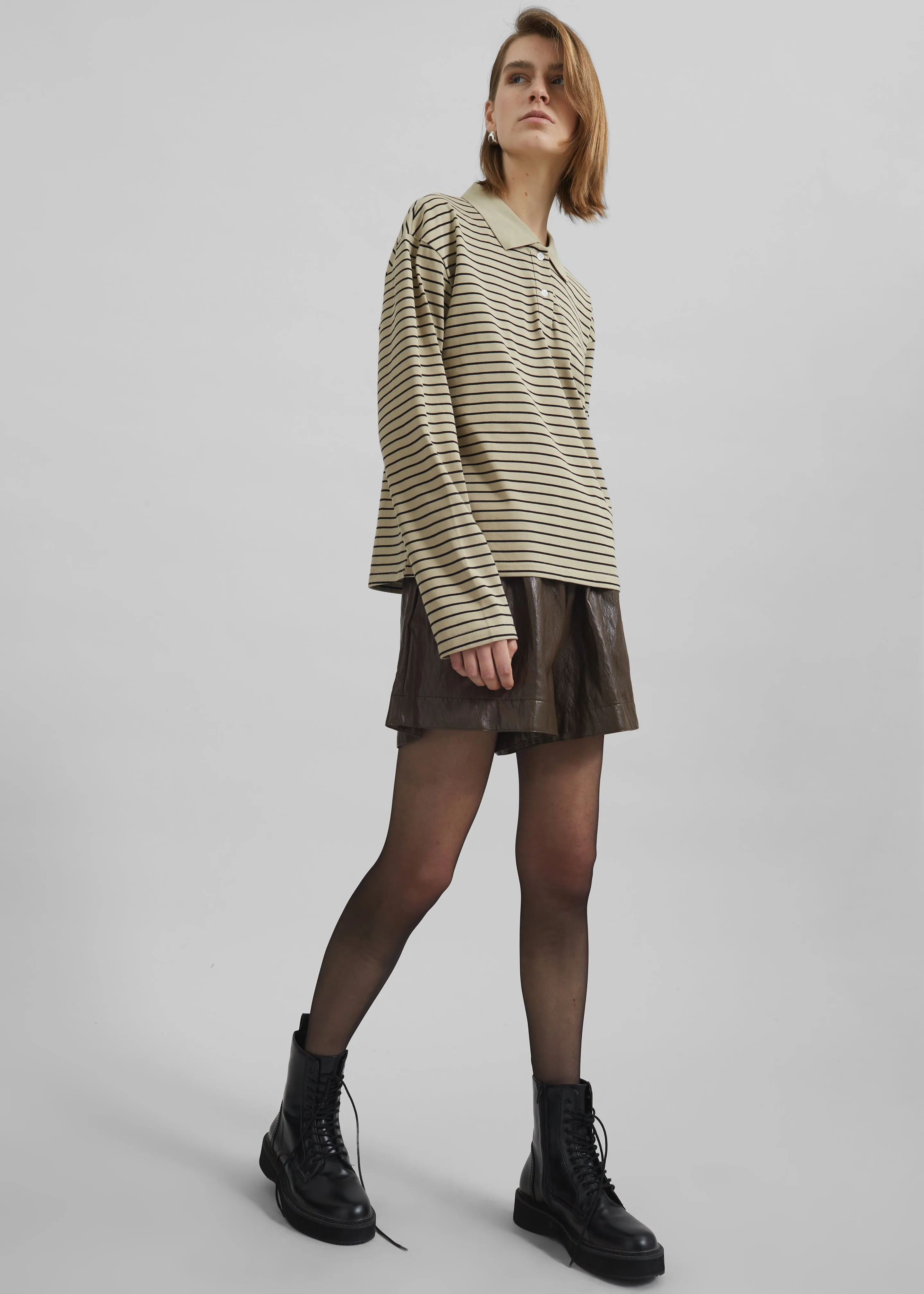 Axelle Faux Leather Shorts - Brown sold by Frankie Shop product image thumbnail 4