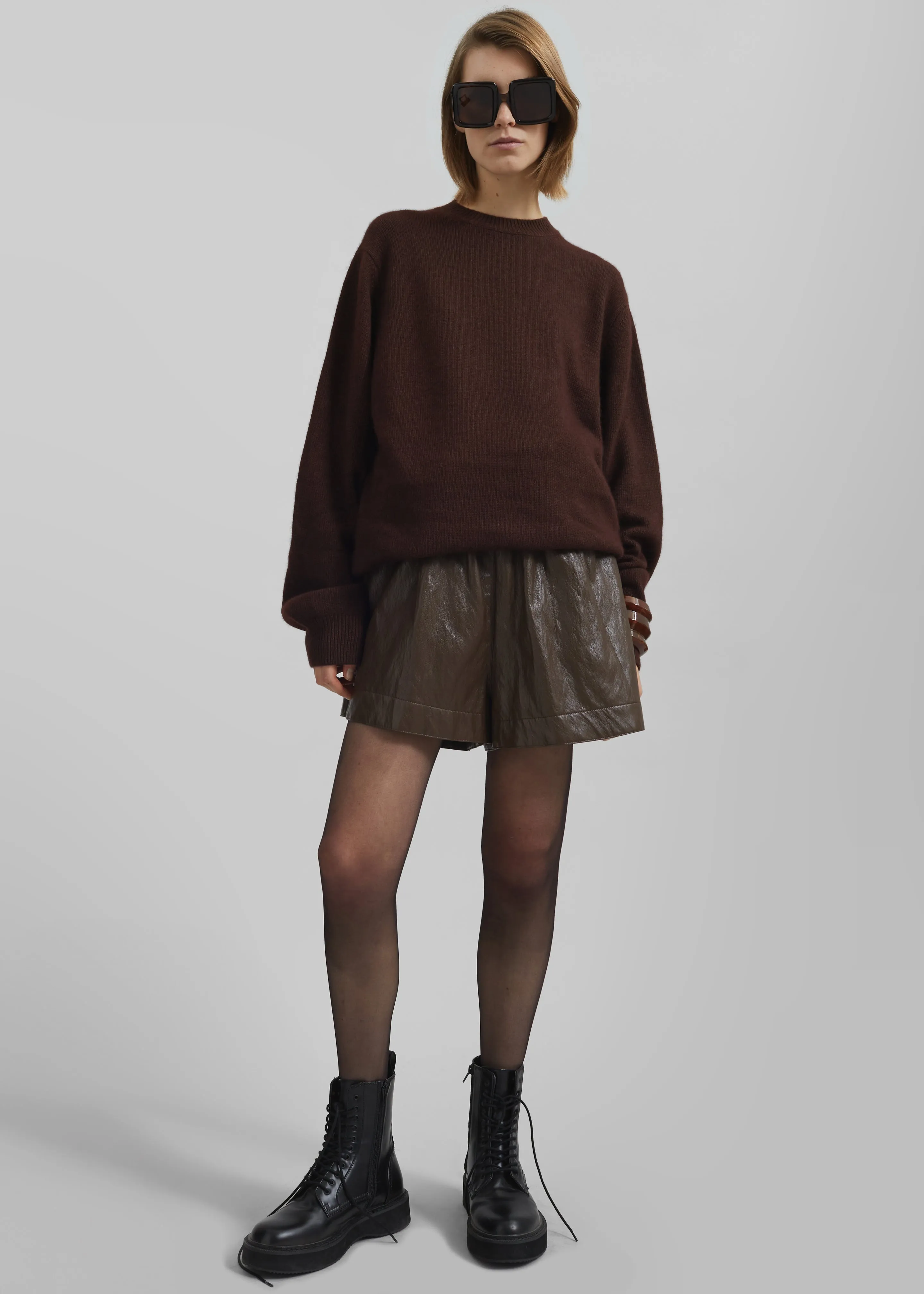 Axelle Faux Leather Shorts - Brown sold by Frankie Shop product image thumbnail 2