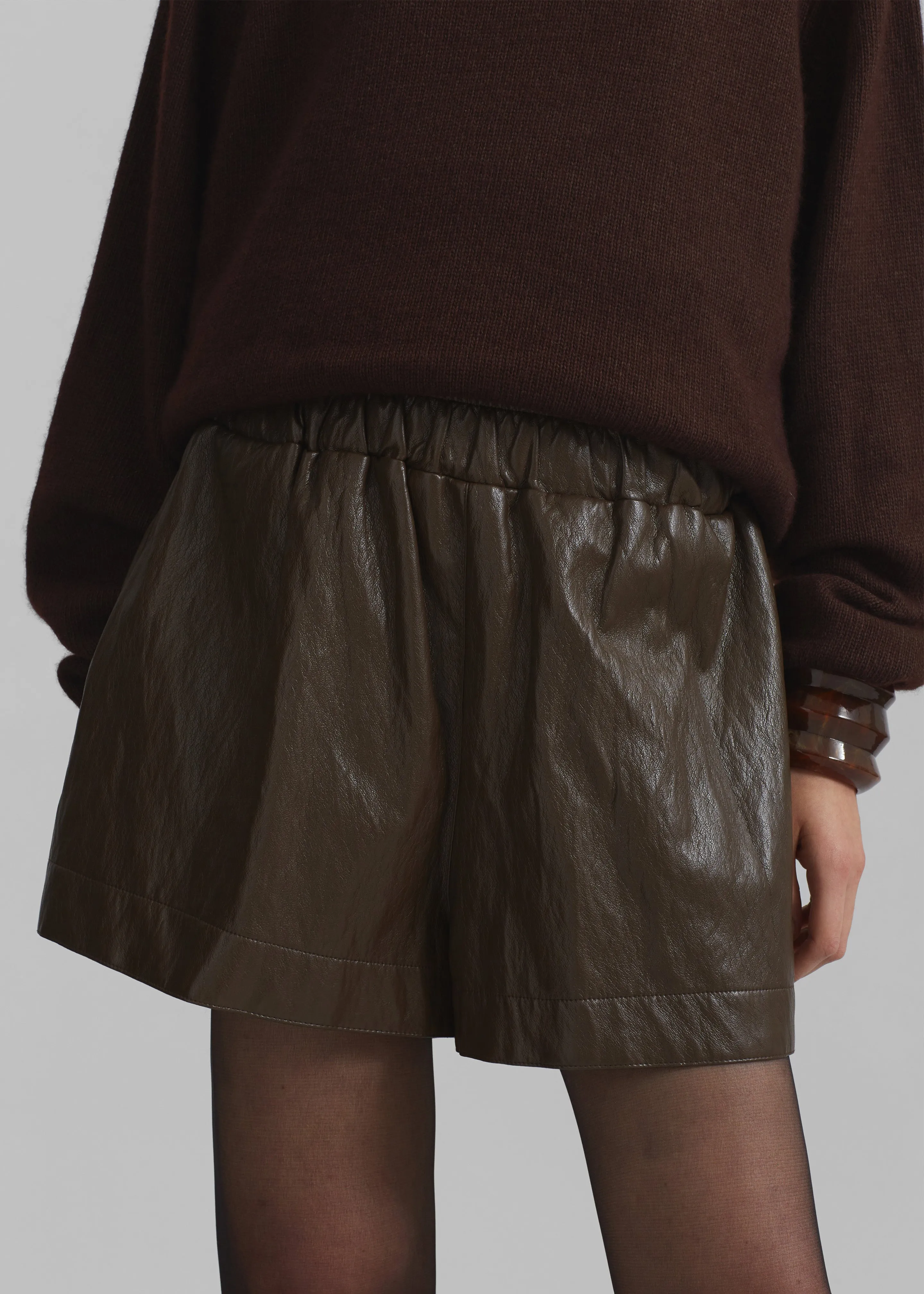 Axelle Faux Leather Shorts - Brown sold by Frankie Shop product image thumbnail 5
