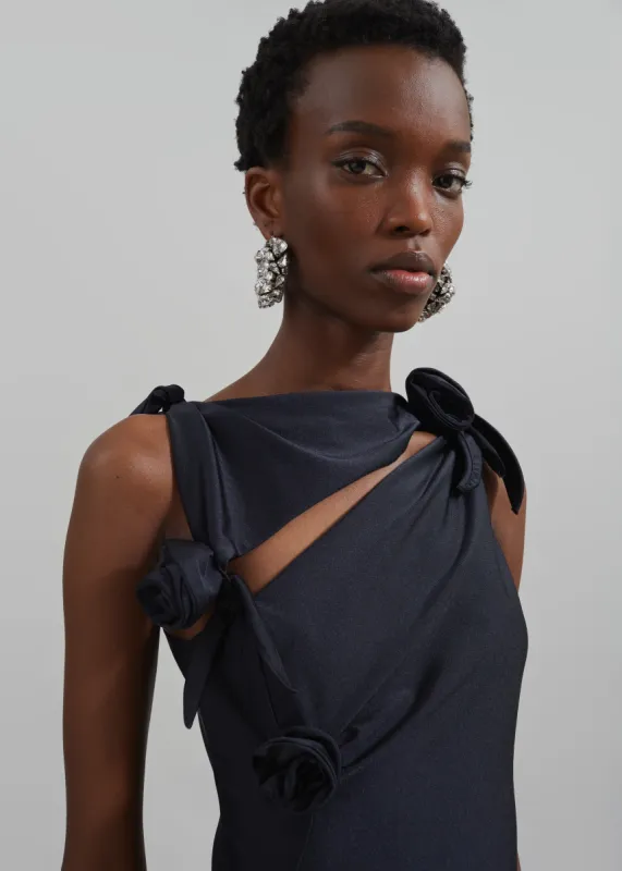 Coperni Asymmetric Flower Gown - Black sold by Frankie Shop