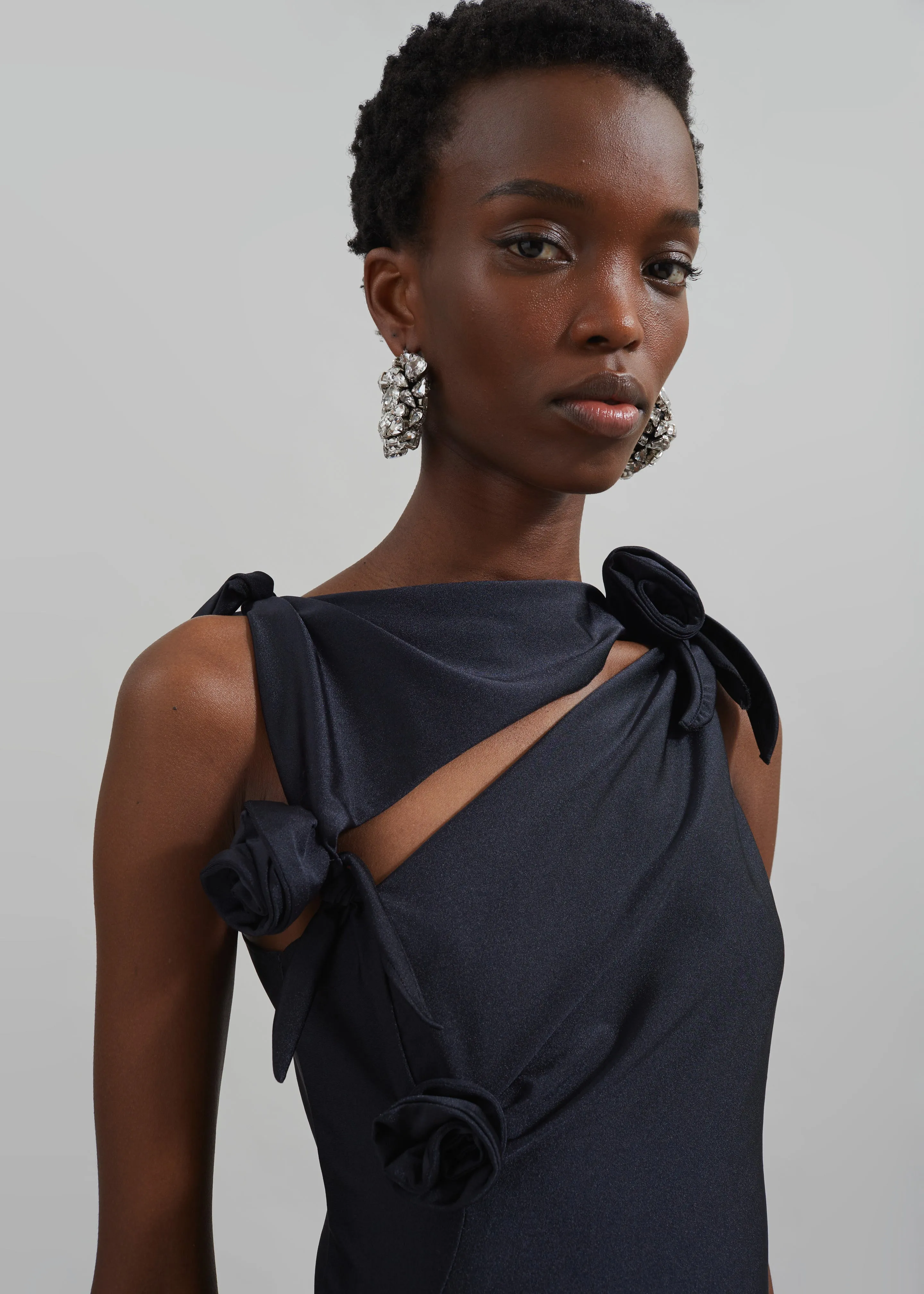 Coperni Asymmetric Flower Gown - Black sold by Frankie Shop