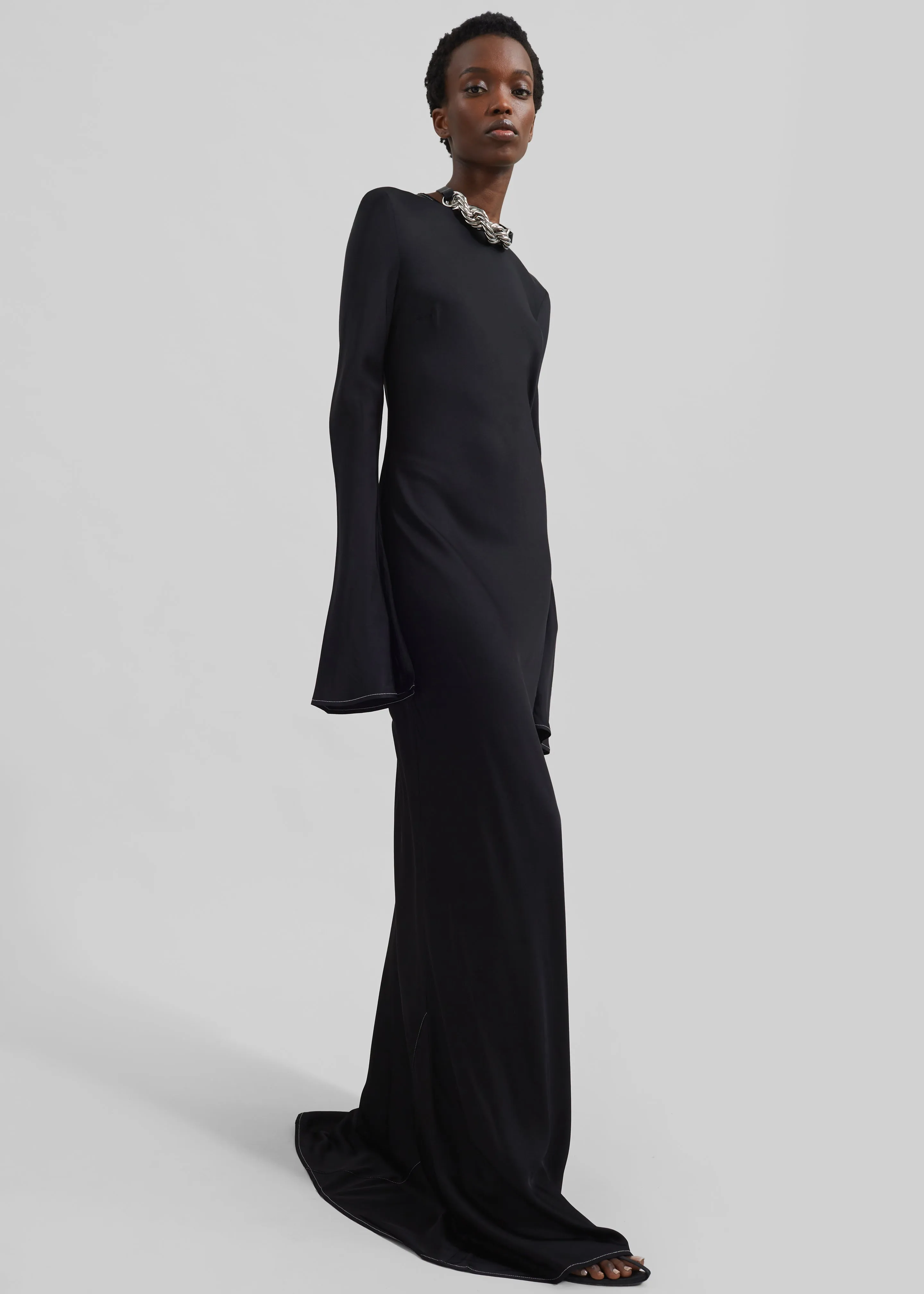 Rotate Satin Maxi Dress - Black sold by Frankie Shop