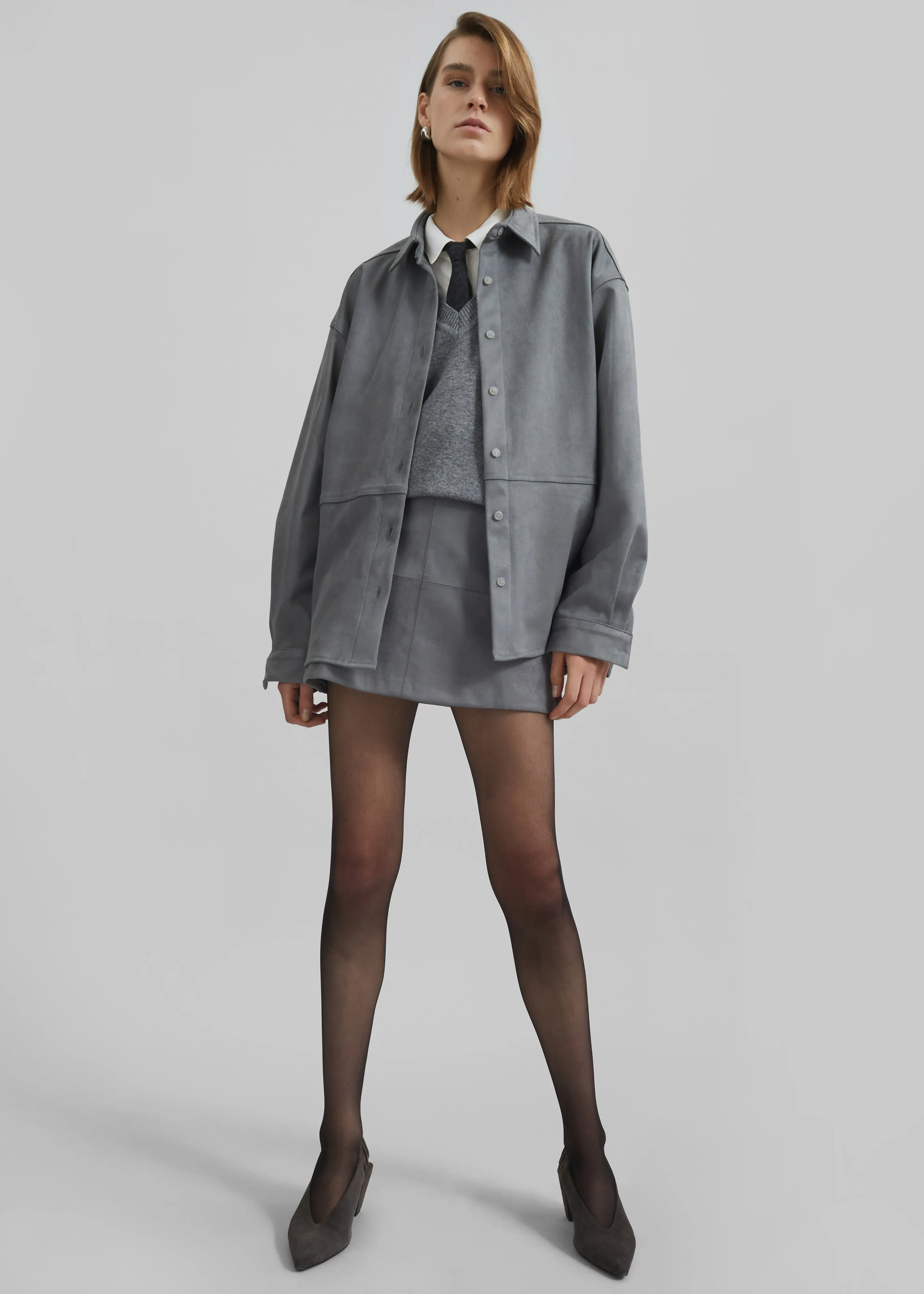 Regina Faux Suede Mini Skirt - Slate Grey sold by Frankie Shop product image thumbnail 5