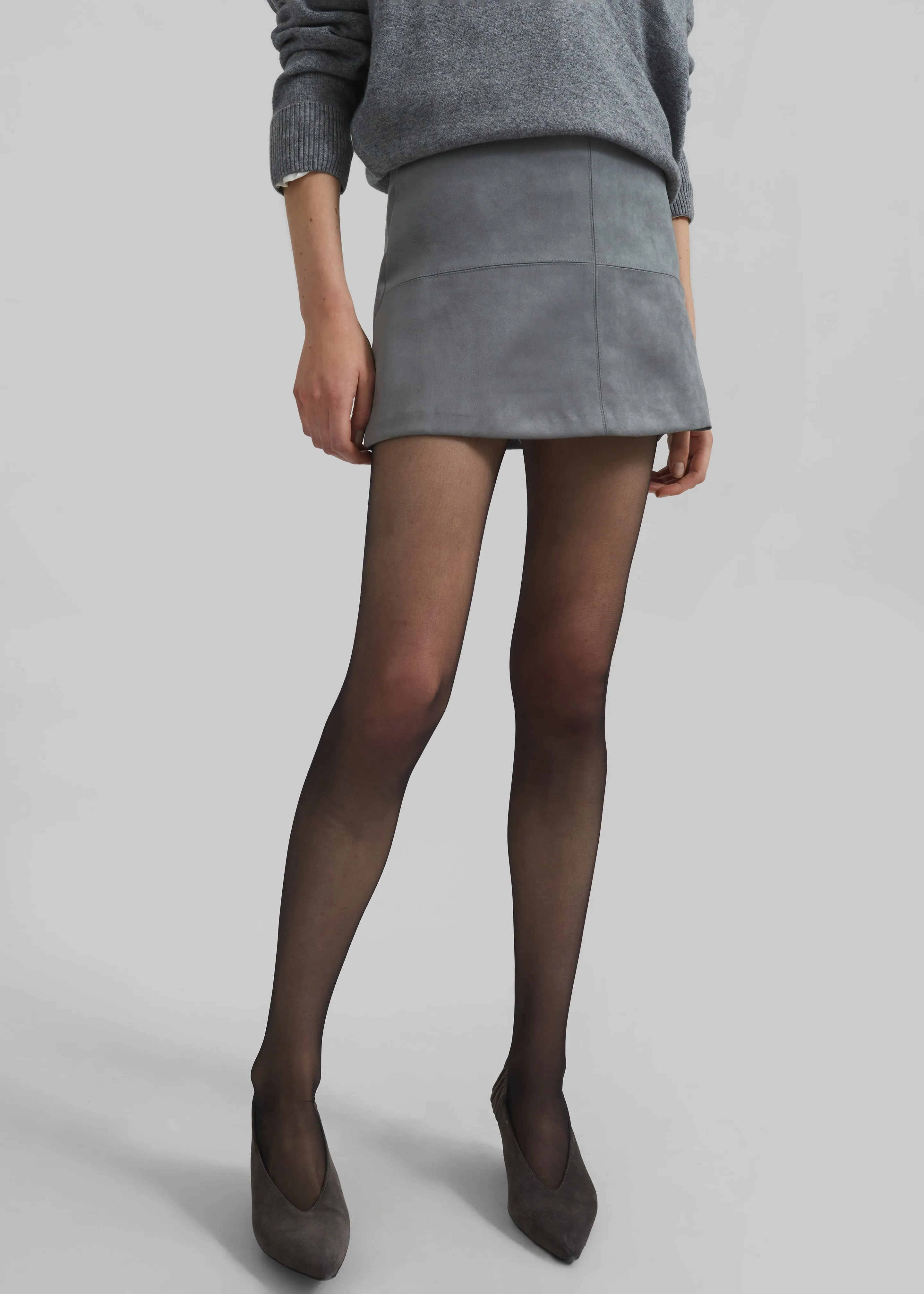 Regina Faux Suede Mini Skirt - Slate Grey sold by Frankie Shop product image thumbnail 2