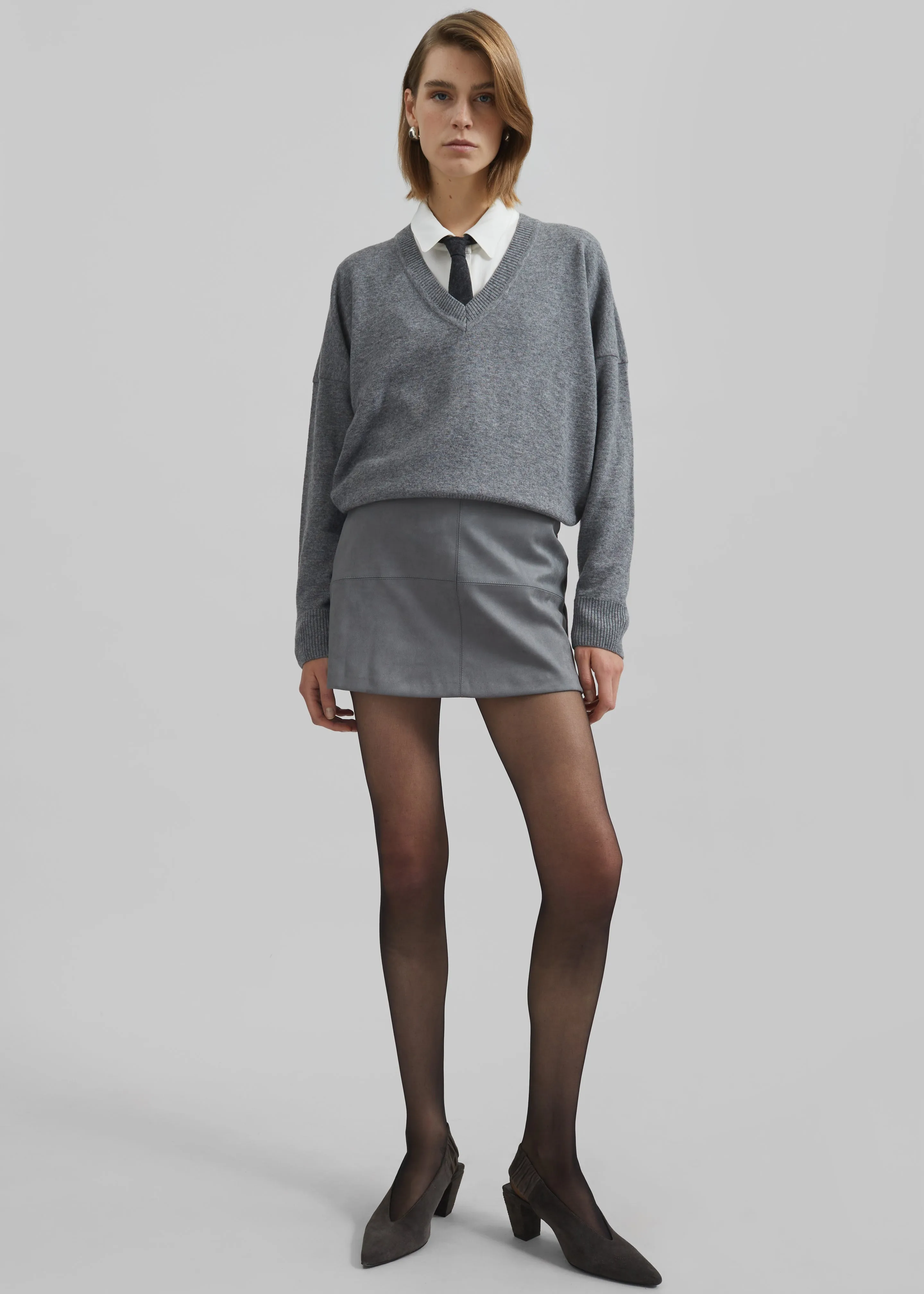 Regina Faux Suede Mini Skirt - Slate Grey sold by Frankie Shop product image thumbnail 3
