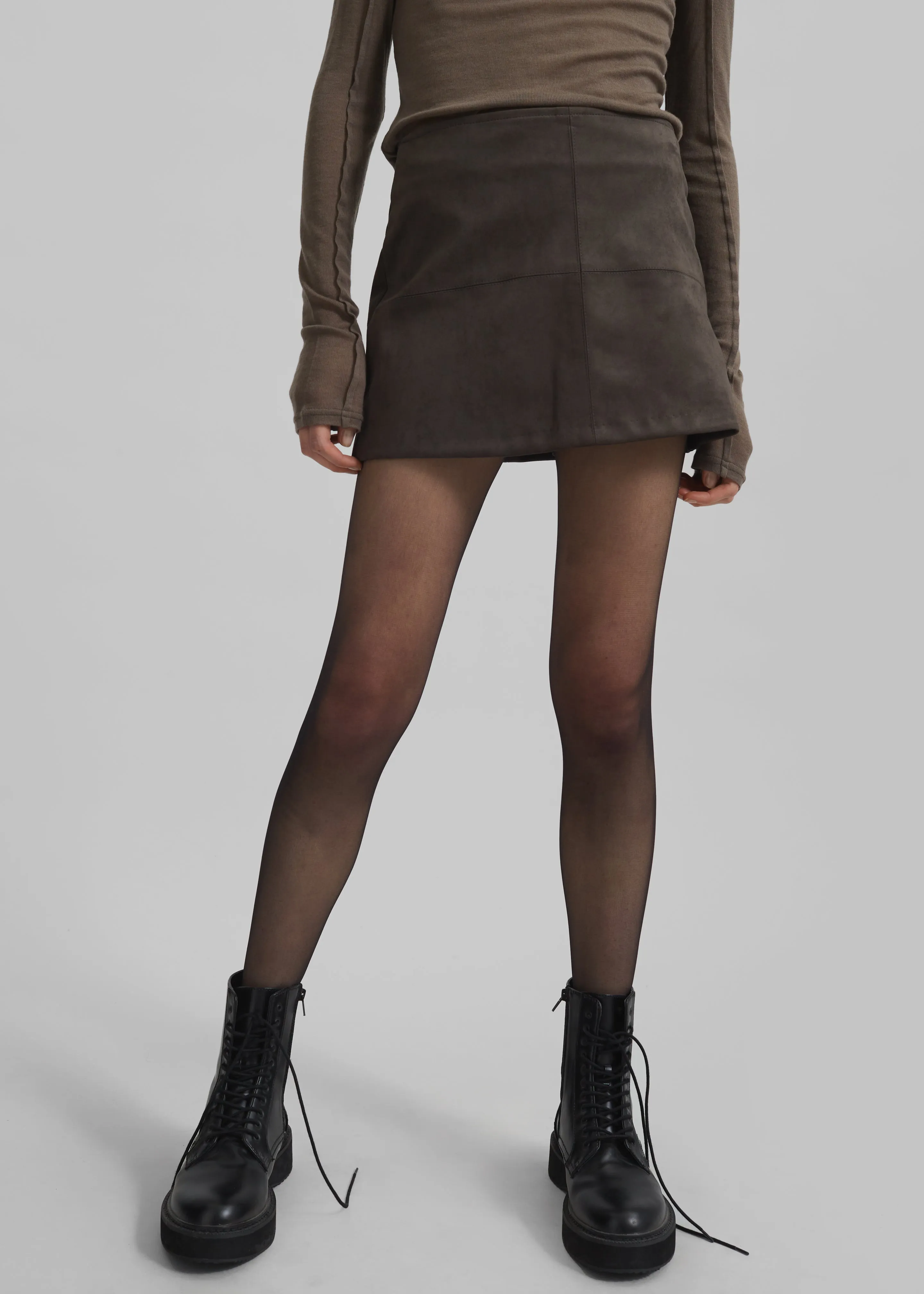 Regina Faux Suede Mini Skirt - Brown sold by Frankie Shop product image thumbnail 5