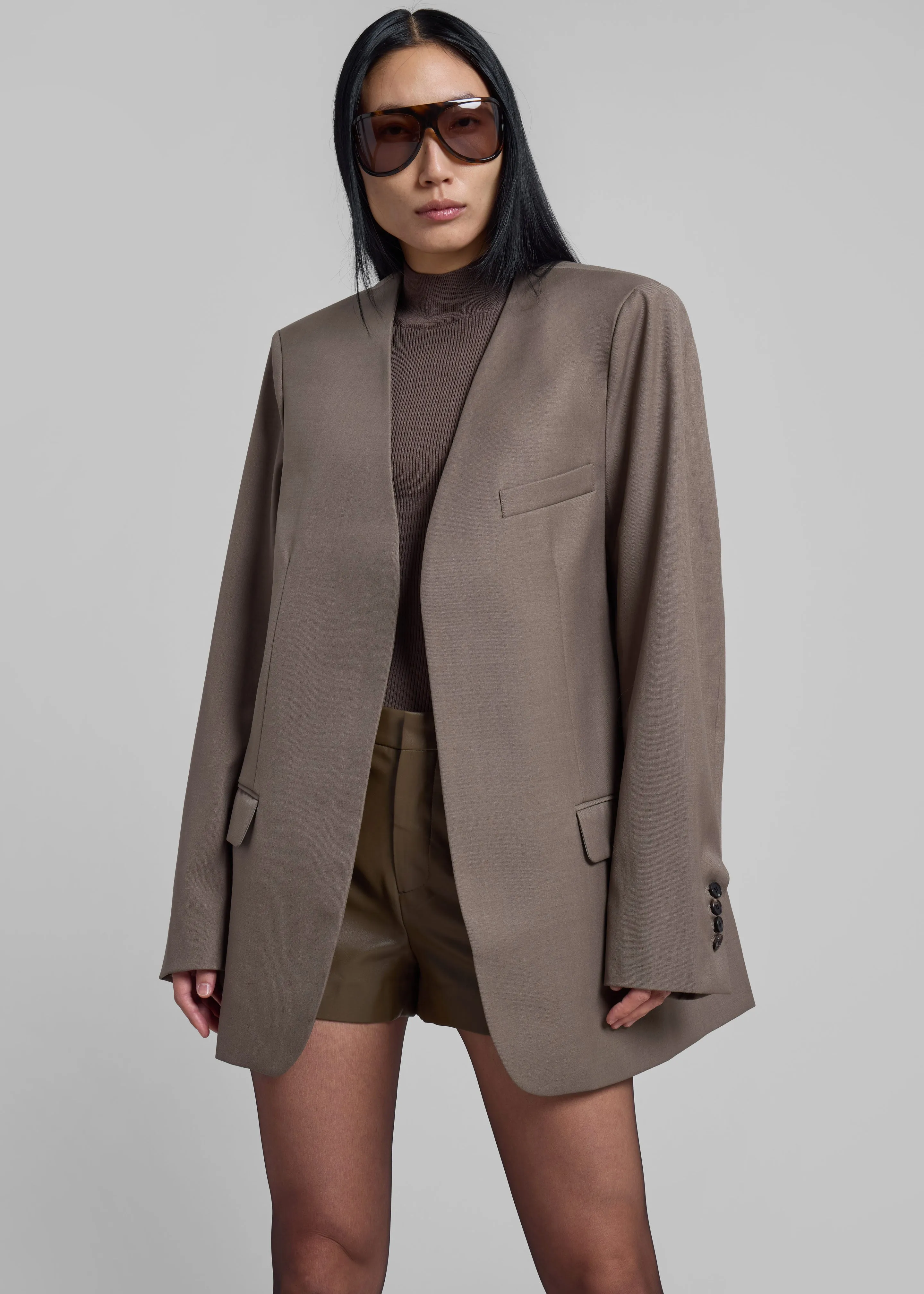 Gillian Collarless Blazer - Taupe sold by Frankie Shop