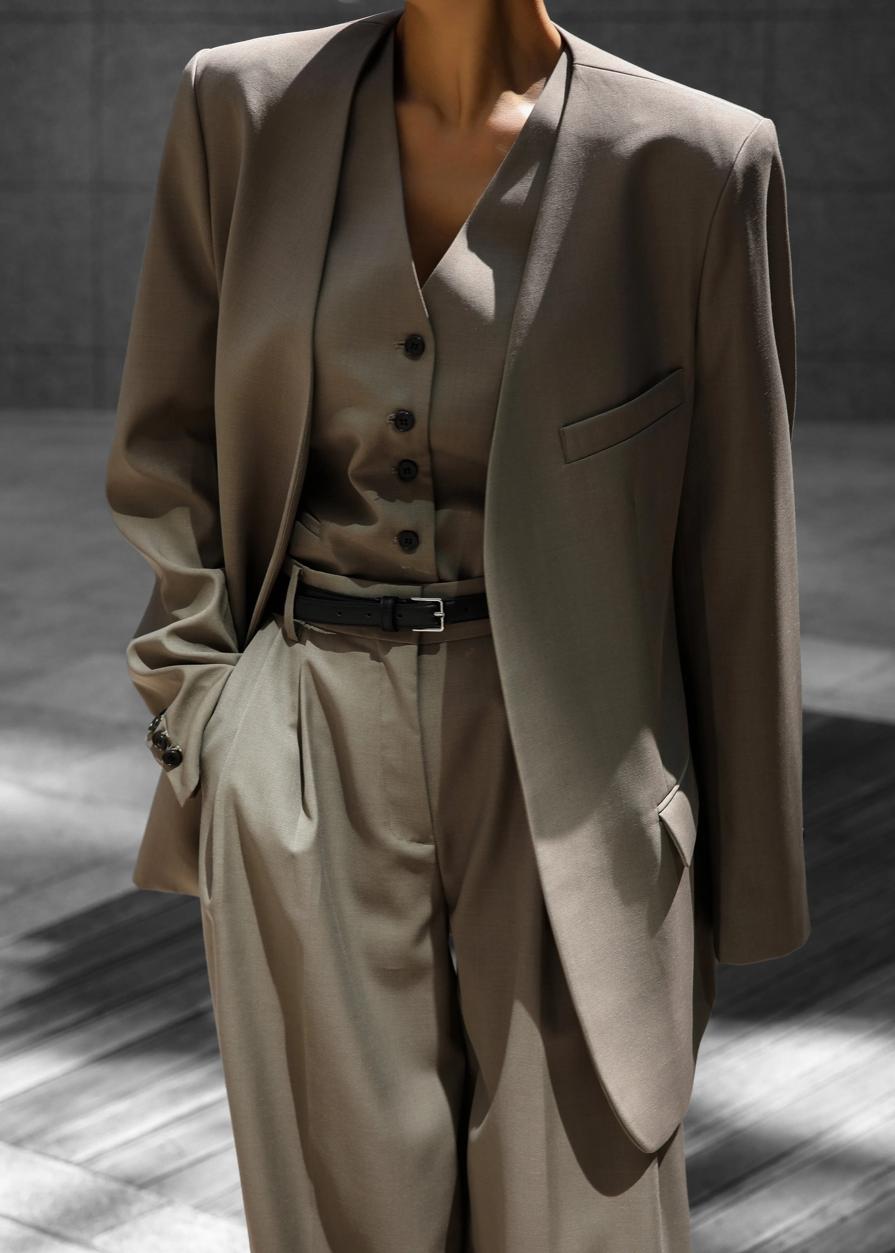 Gillian Collarless Blazer - Taupe sold by Frankie Shop product image thumbnail 3